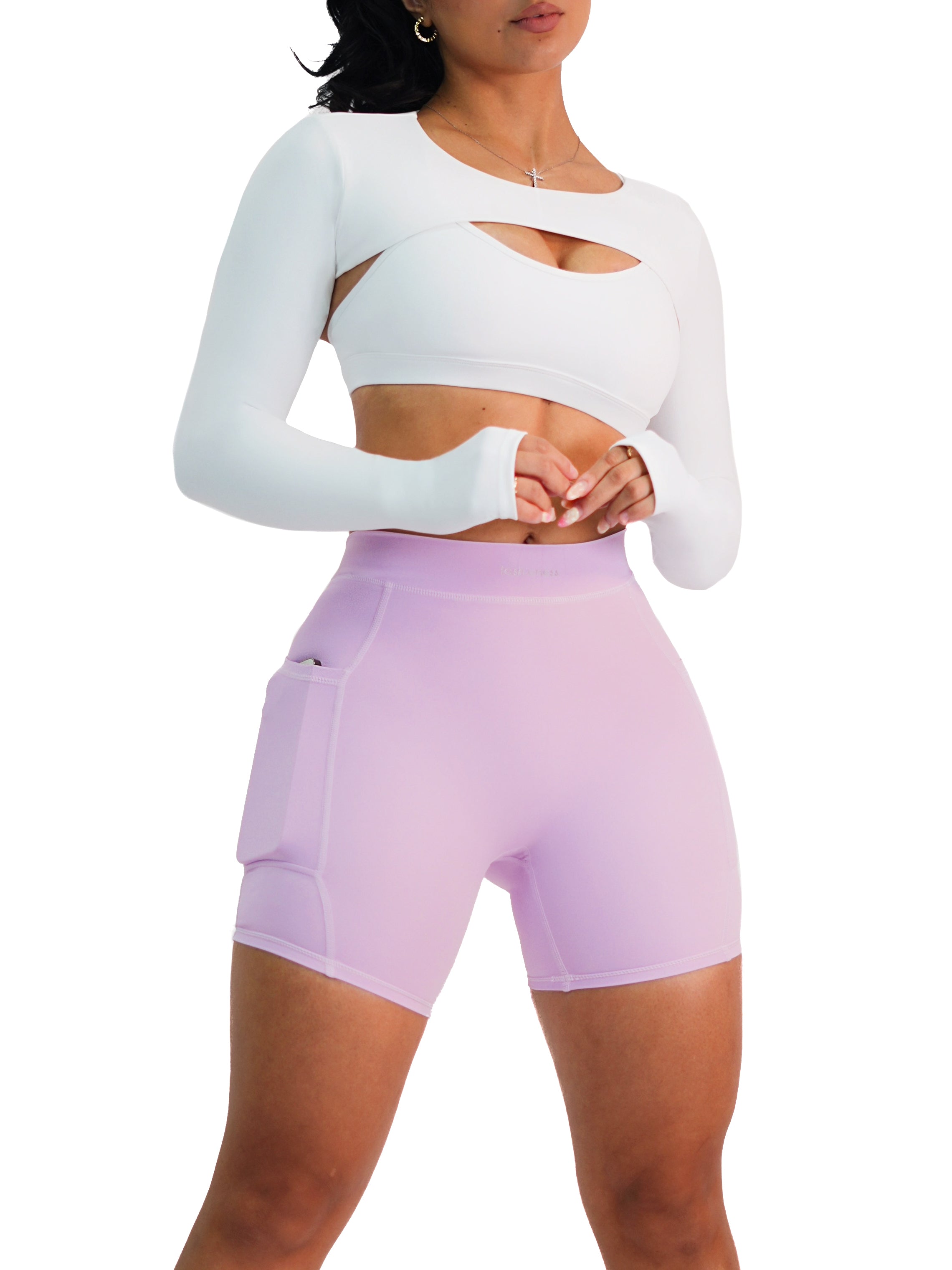 Premier Mini Crop Long Sleeves (White)