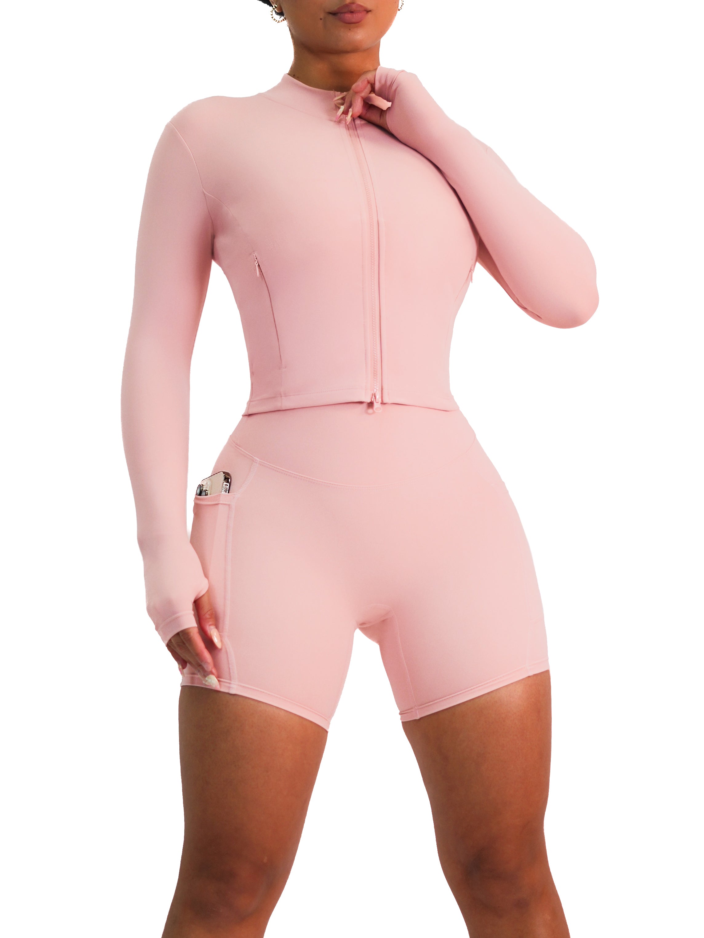 Premier Fitted BBL Compression Jacket (Blush Pink)