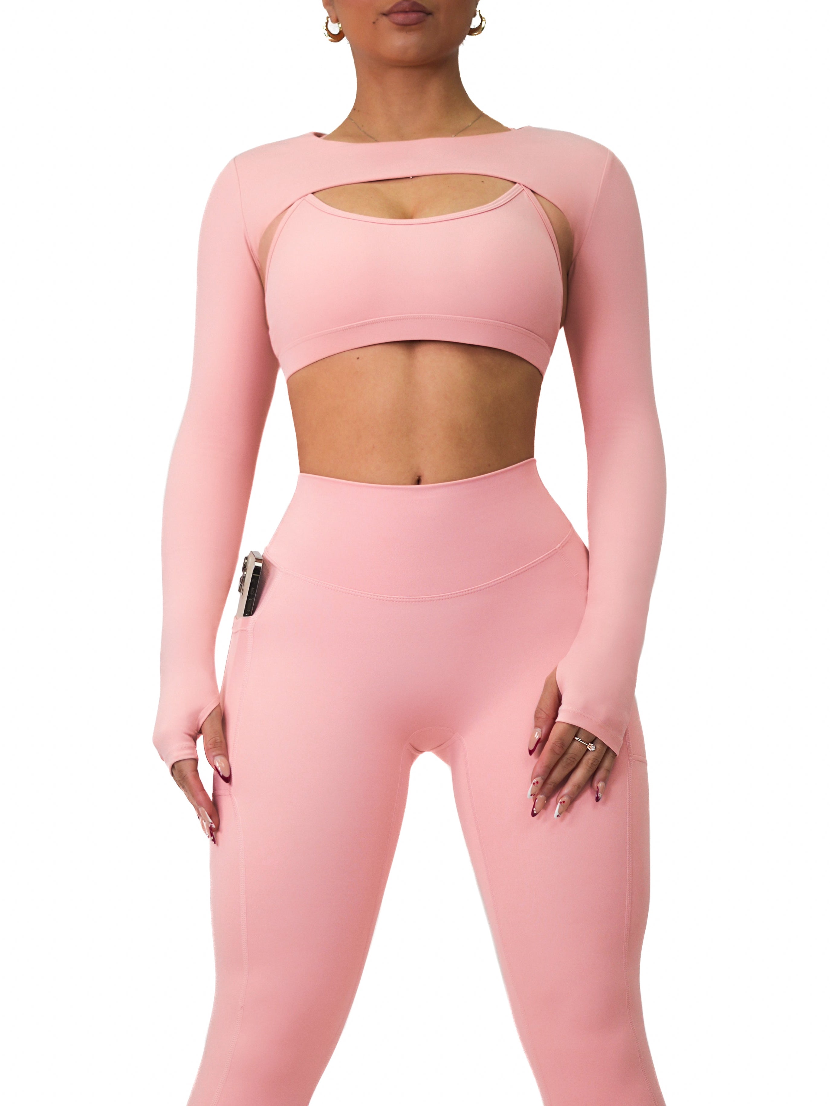 Premier Mini Crop Long Sleeves (Blush Pink)