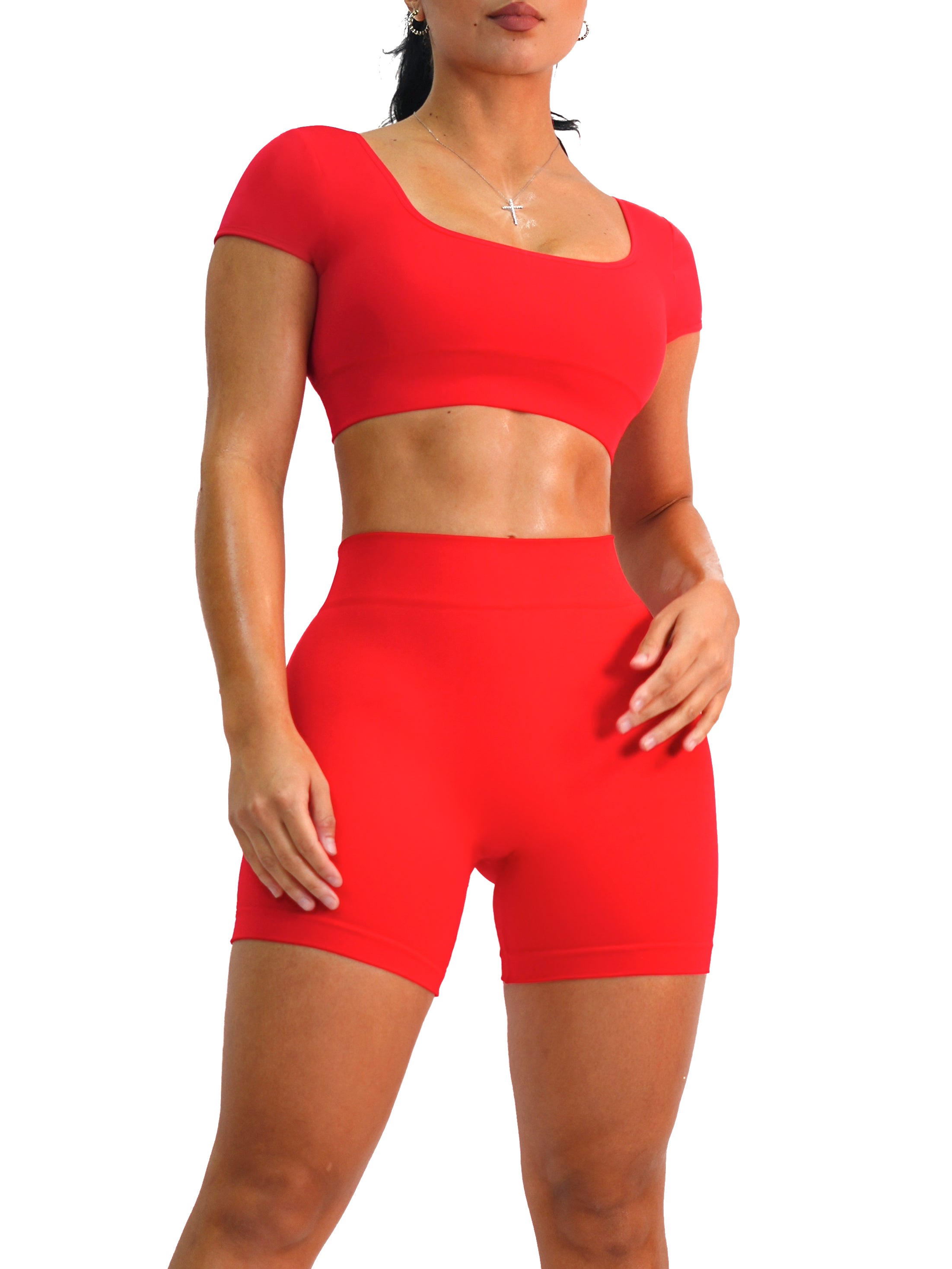 Pretty Crop Sports Top (Lipstick Red)