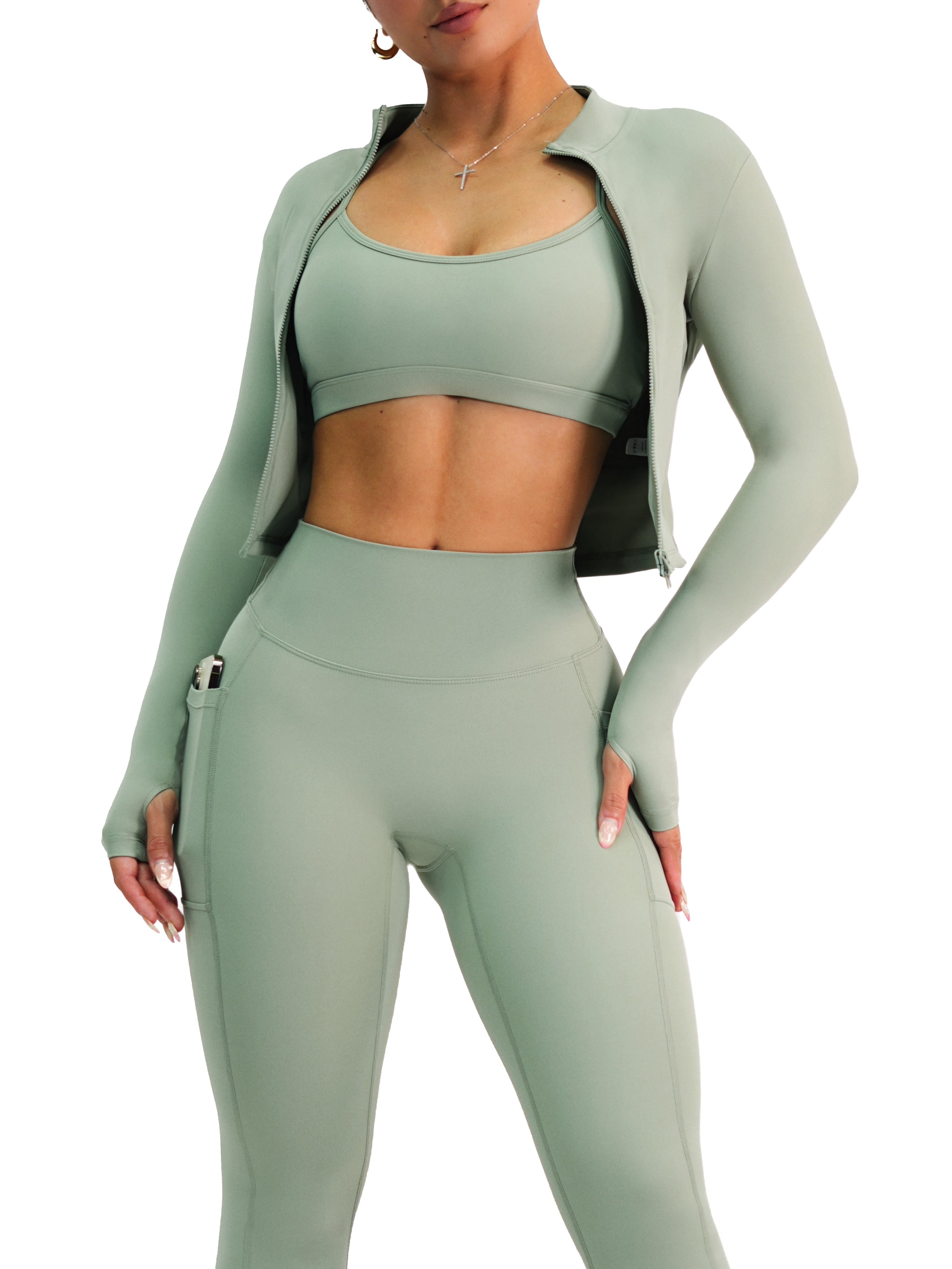 Premier Fitted BBL Compression Jacket (Eucalyptus)