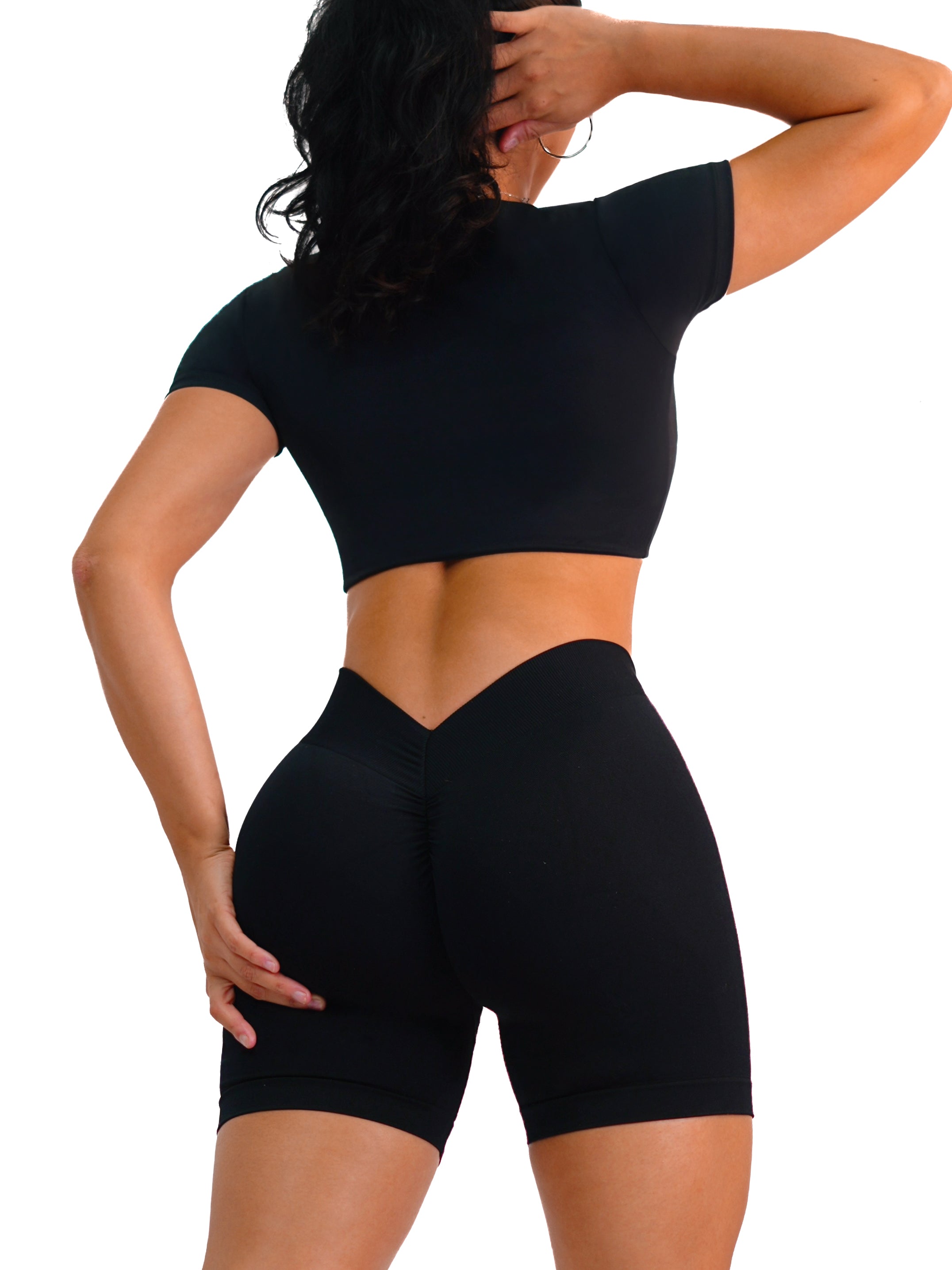 Twist Short Sleeve Sports Top (Black)