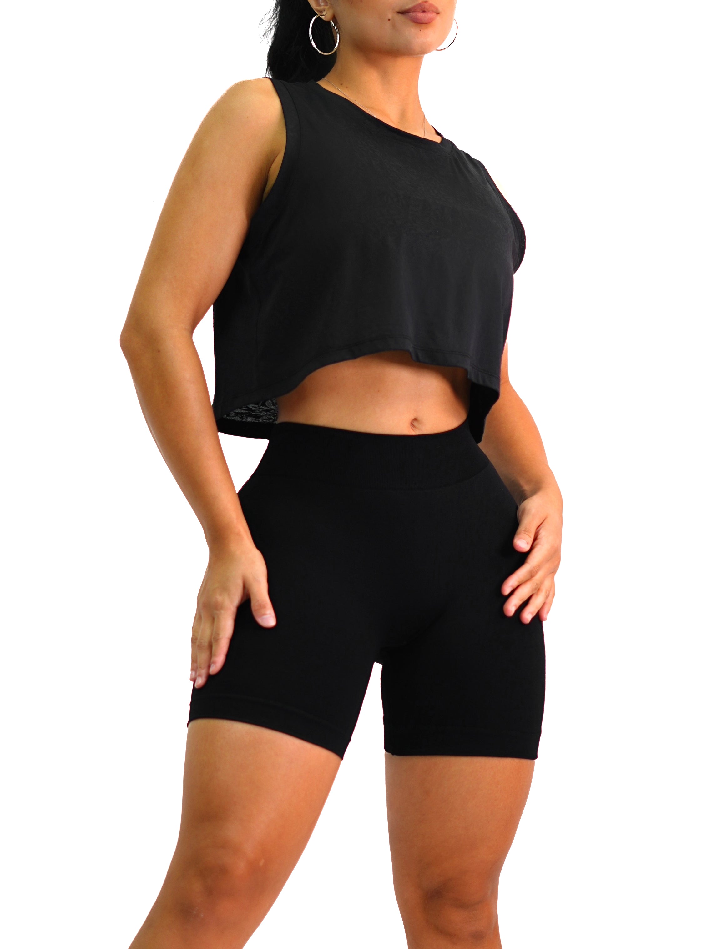 HIIT Coverage Crop Top (Black)