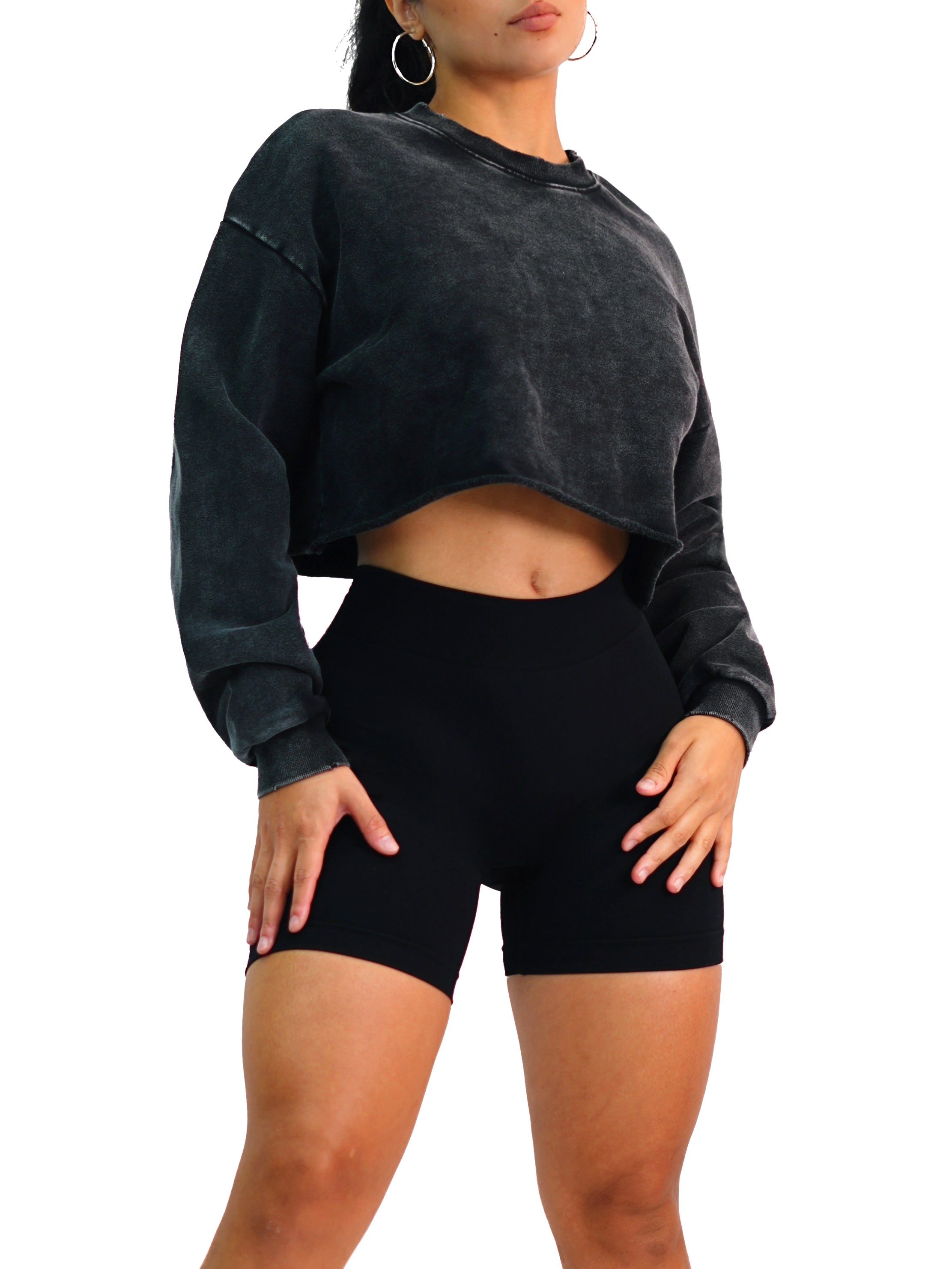 Vintage Cropped Sweatshirt (Black)