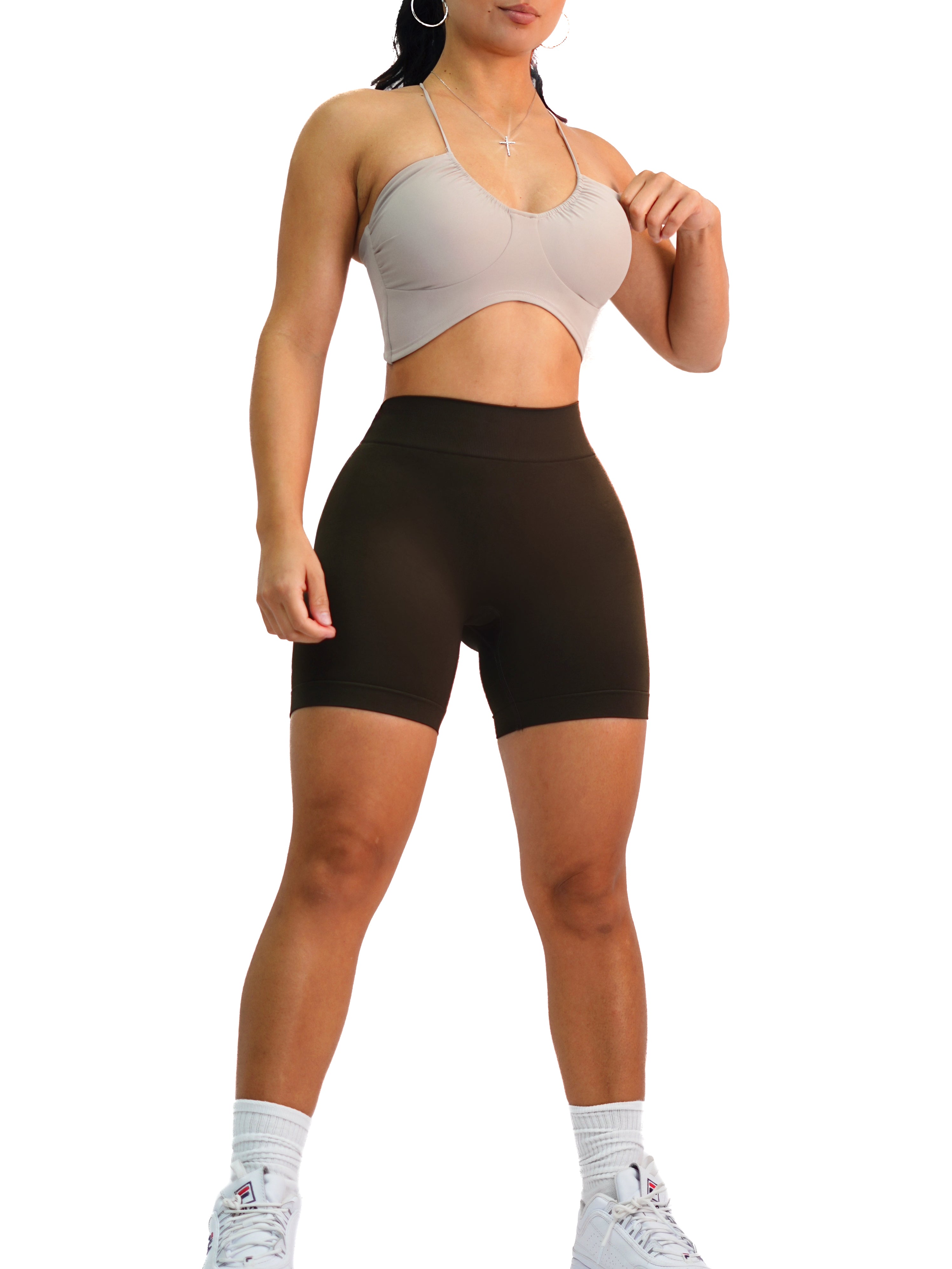 Seamless Low Back Shorts (Dark Chocolate)