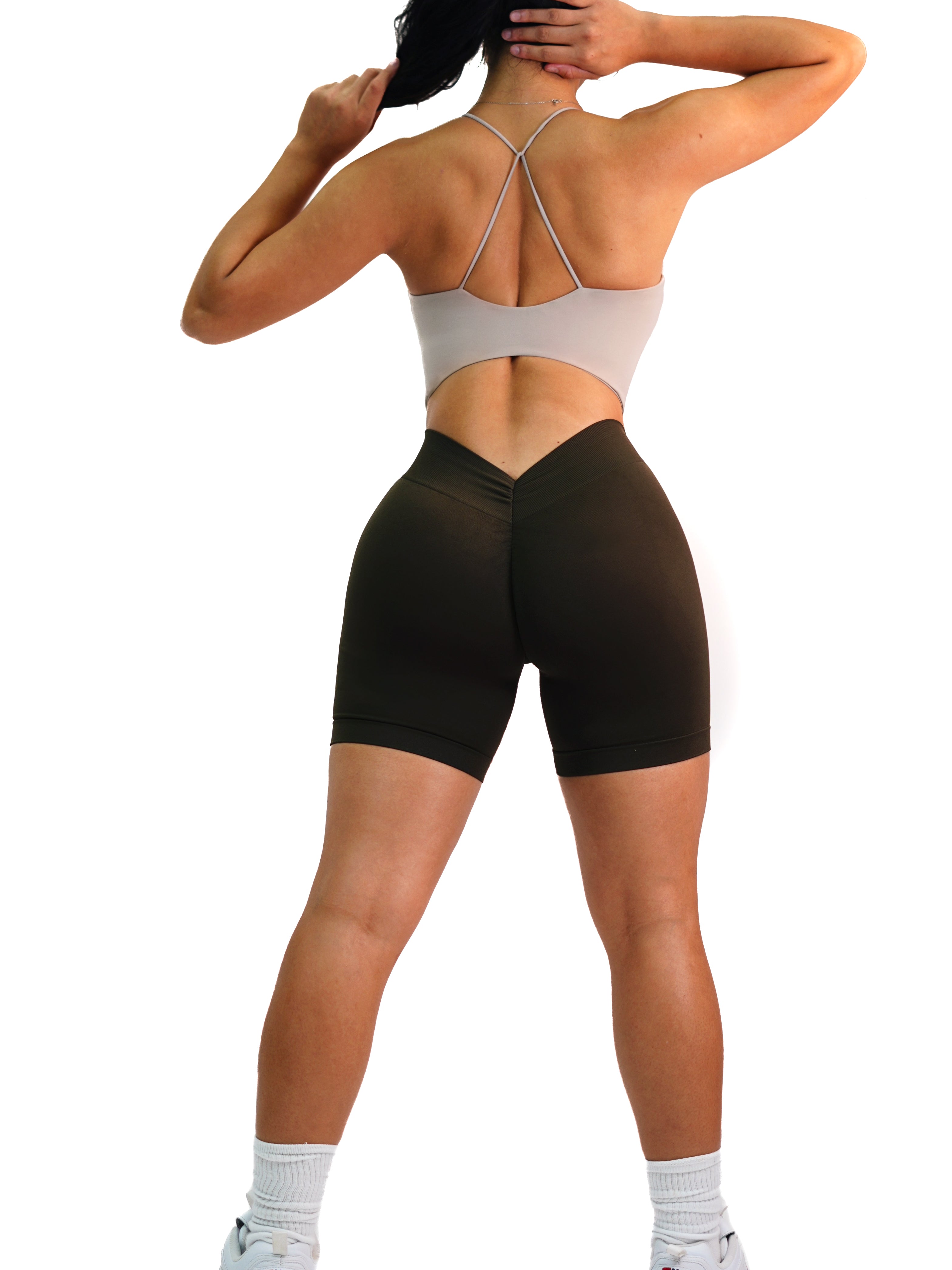 Seamless Low Back Shorts (Dark Chocolate)