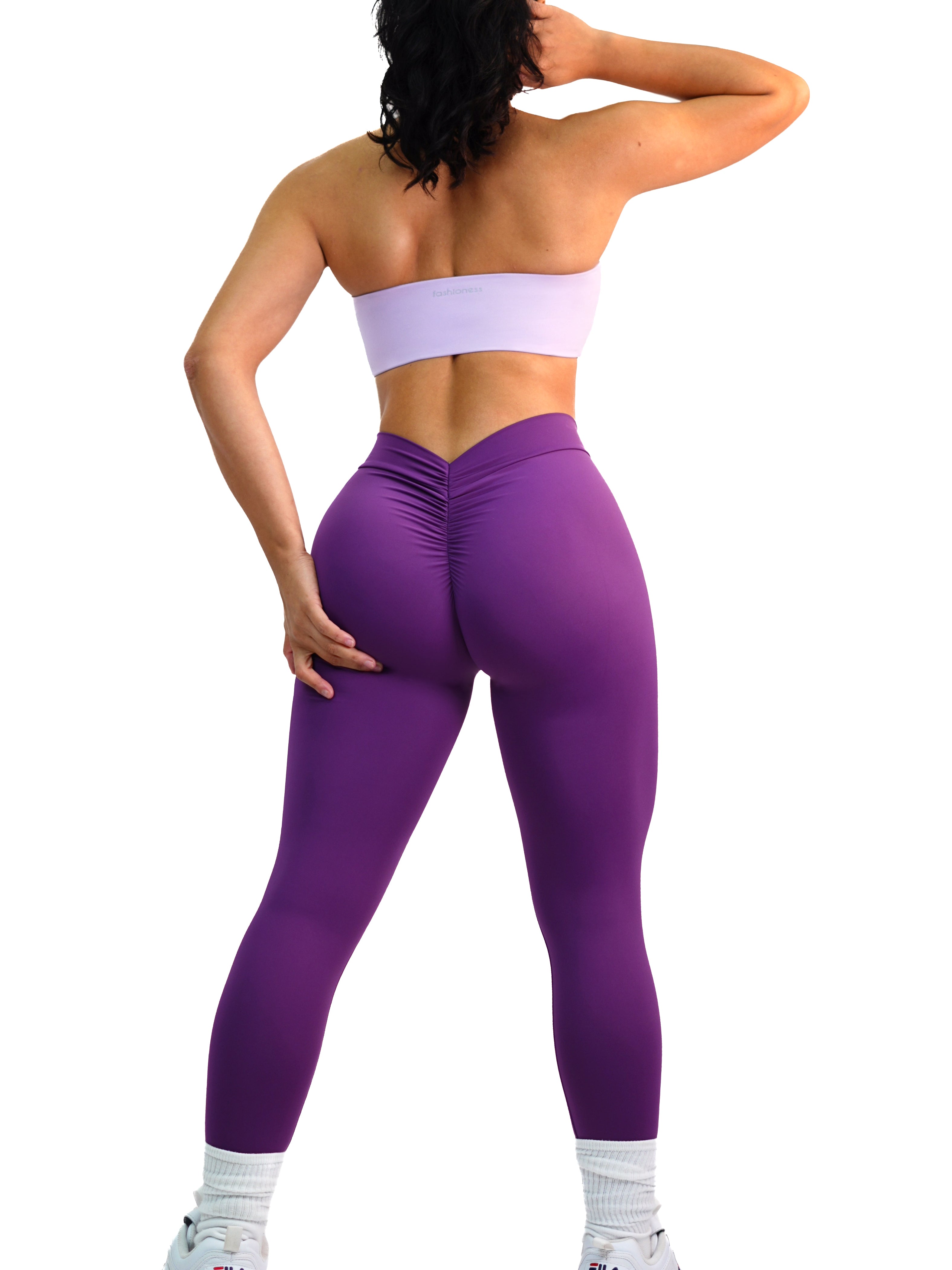 V Back Scrunch Leggings (Amethyst)