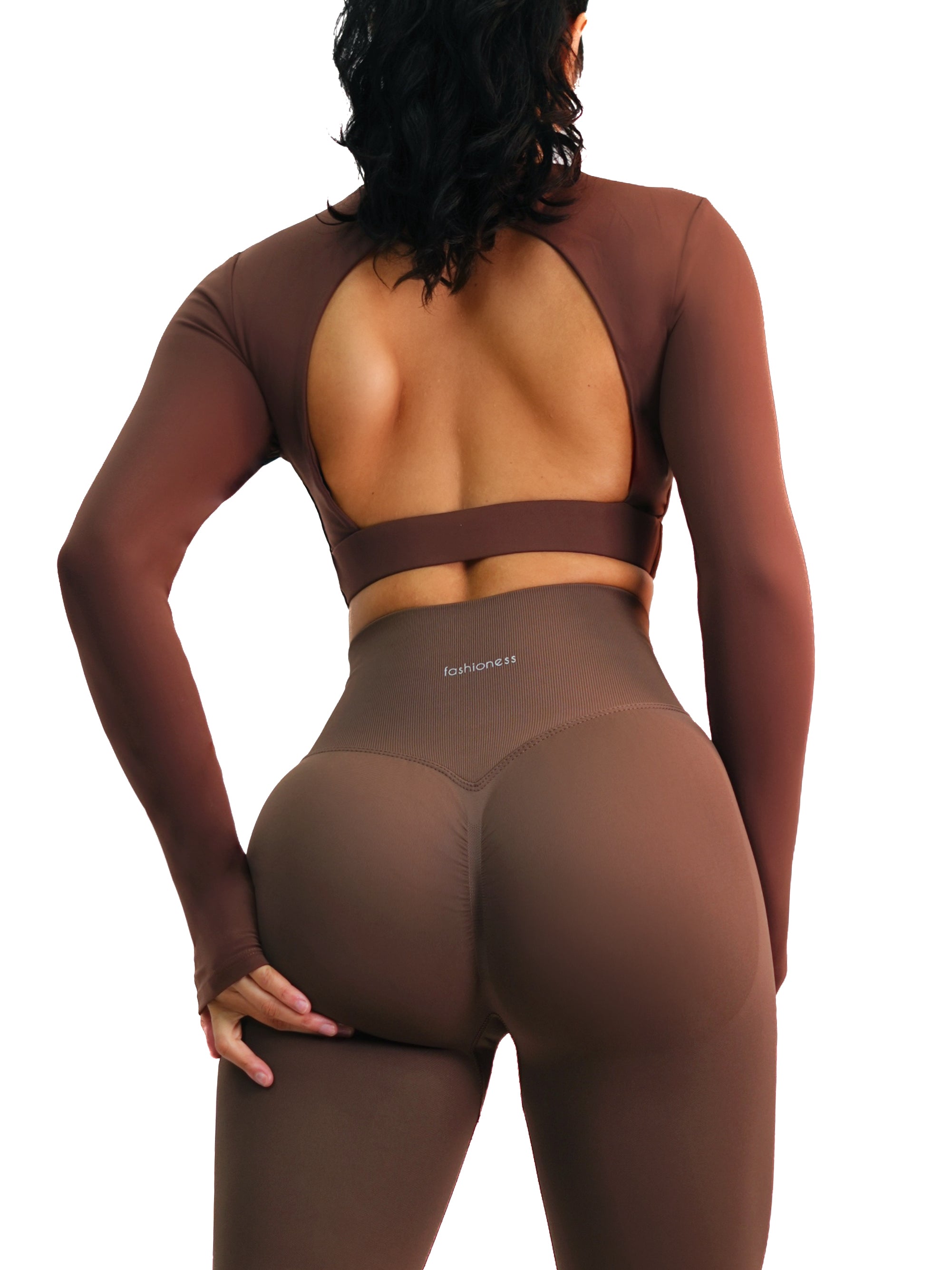 Back Flex Long Sleeve Sports Top (Cherry Brown)