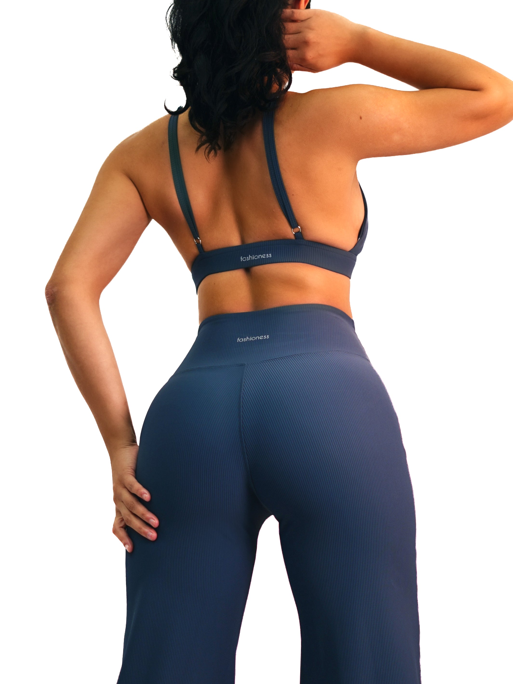 Airport Ribbed Sports Bra (Steel Blue)