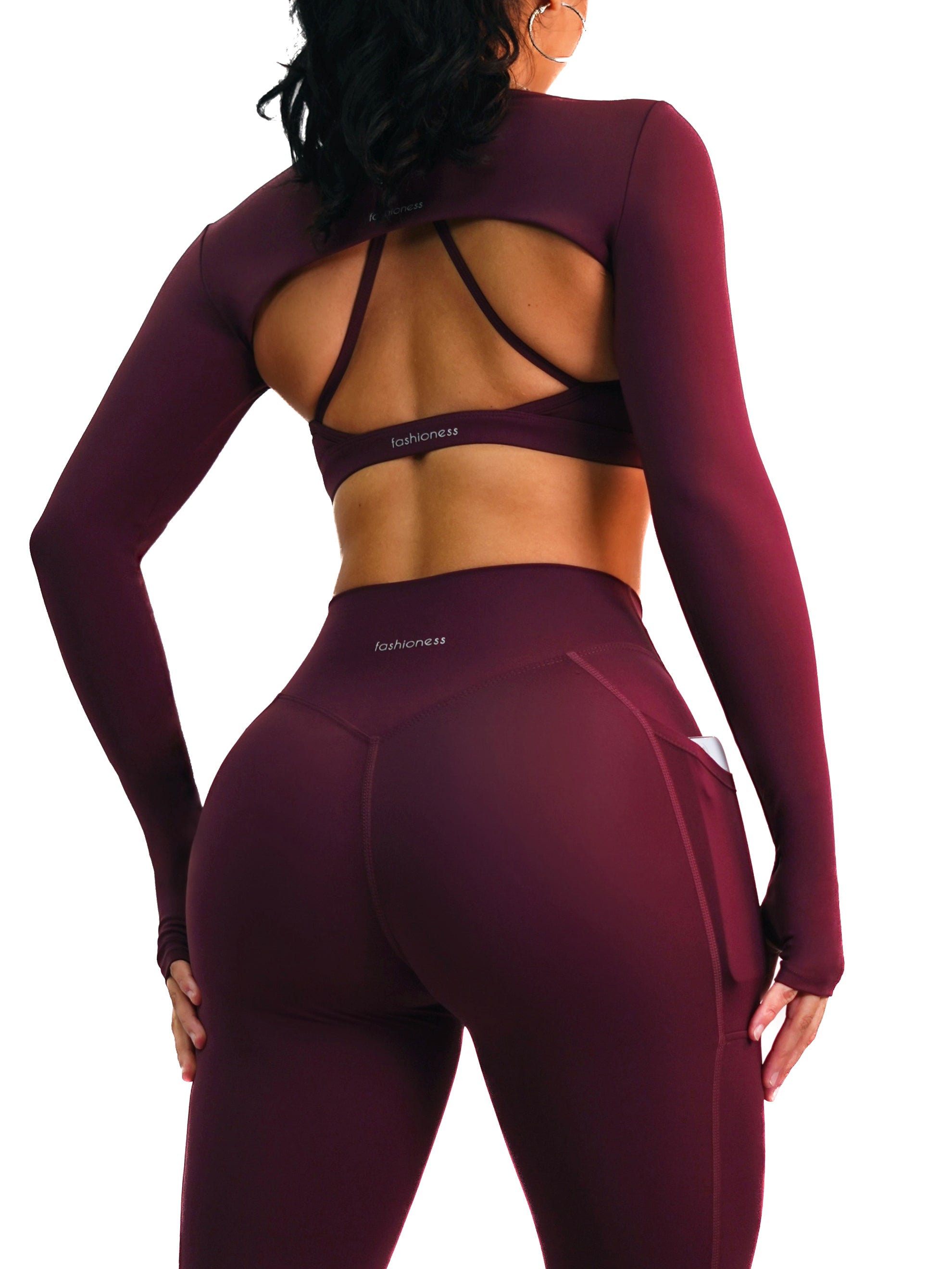 Premier Mini Crop Long Sleeves (Burgundy)