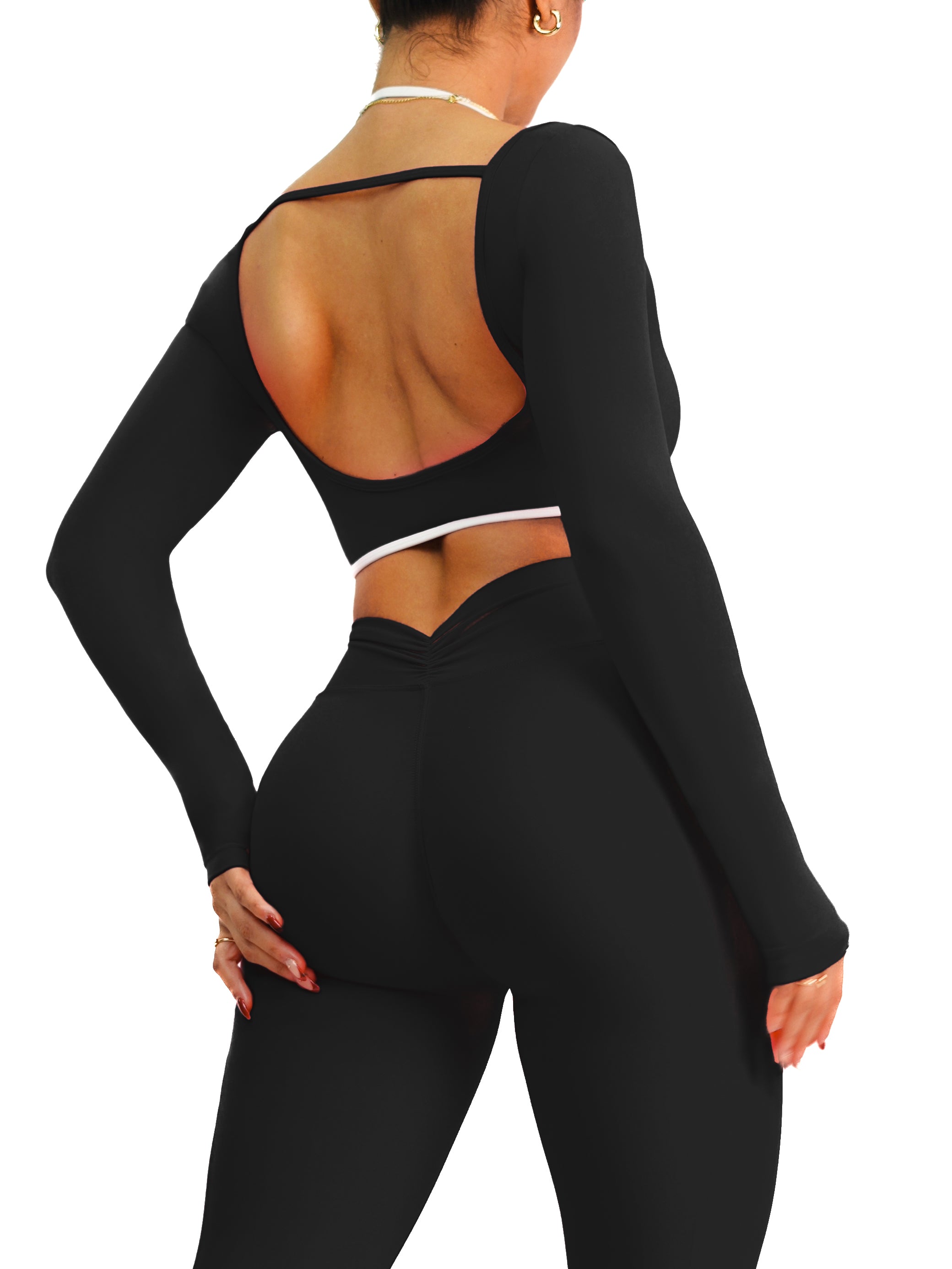 Couture Long Sleeve Sports Top (Black)