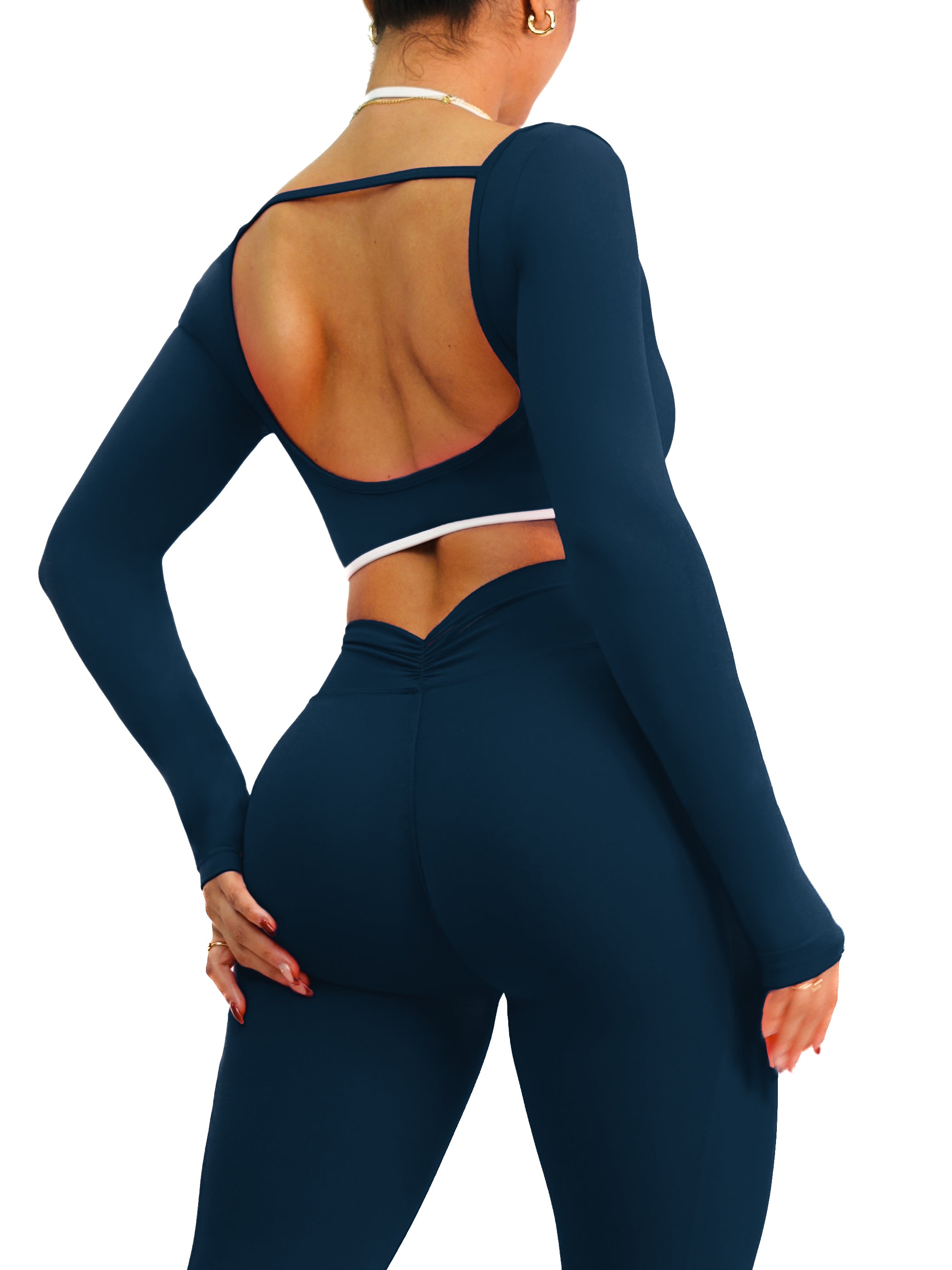 Couture Long Sleeve Sports Top (Navy Blue)