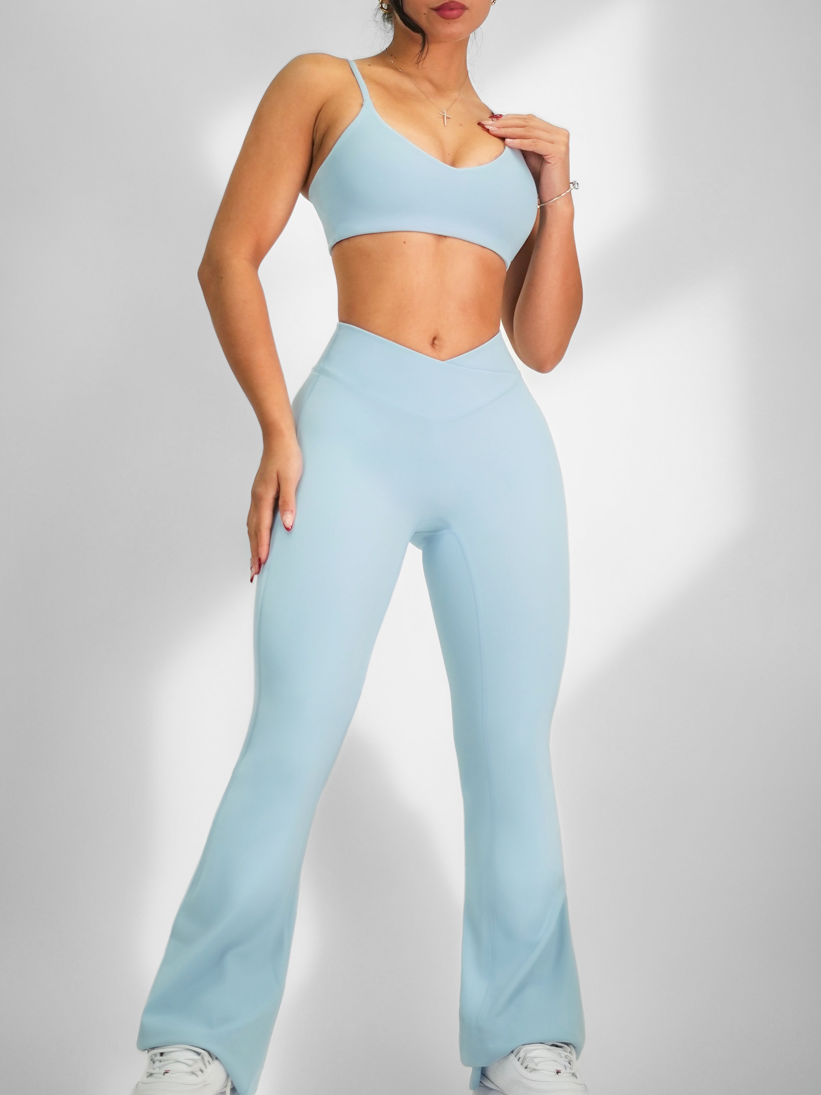 Oasis V Flare Leggings (Sky Blue)