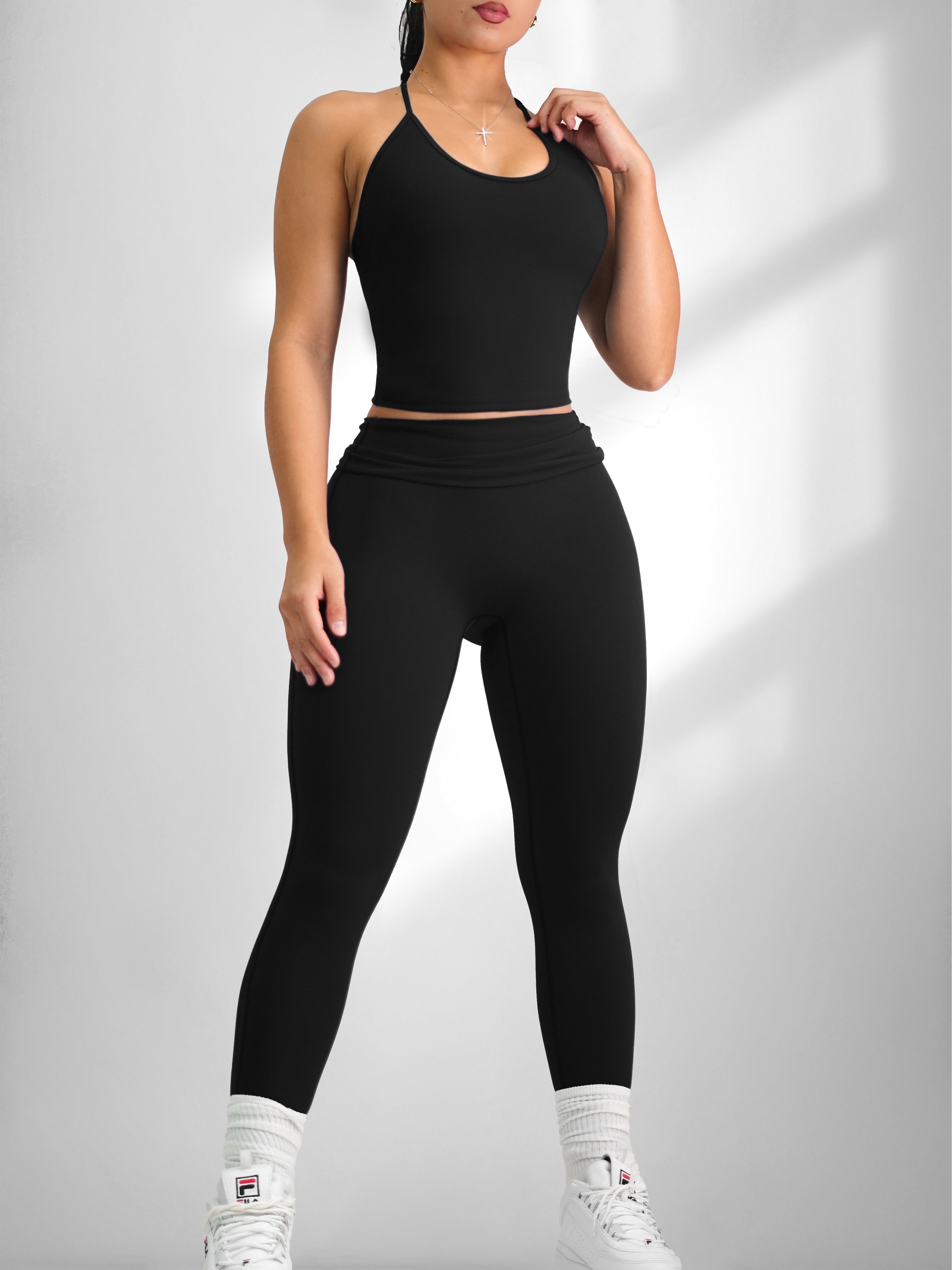 Foldable Yoga Leggings (Black)