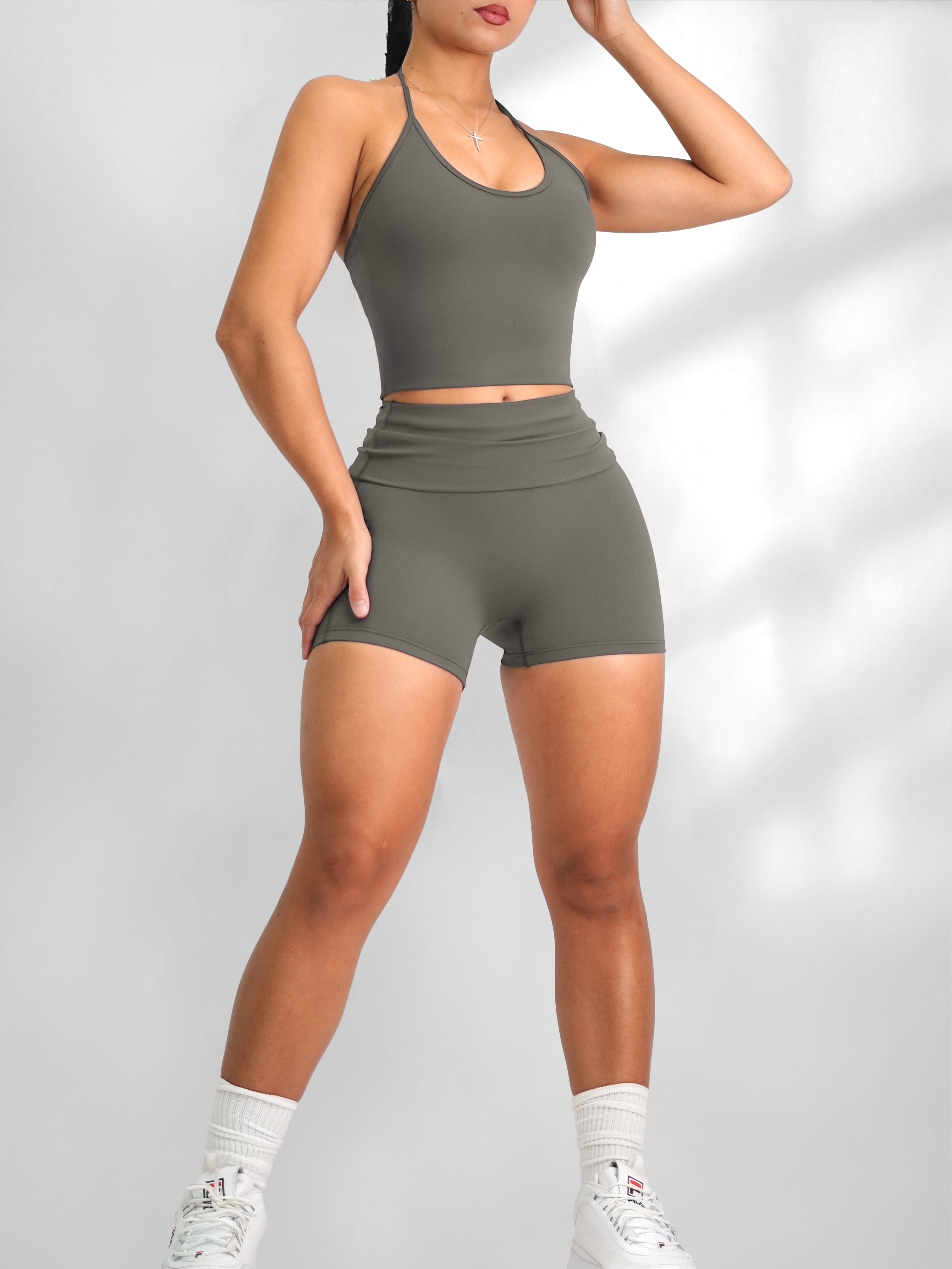 Foldable Yoga Shorts (Cloudy Gray)