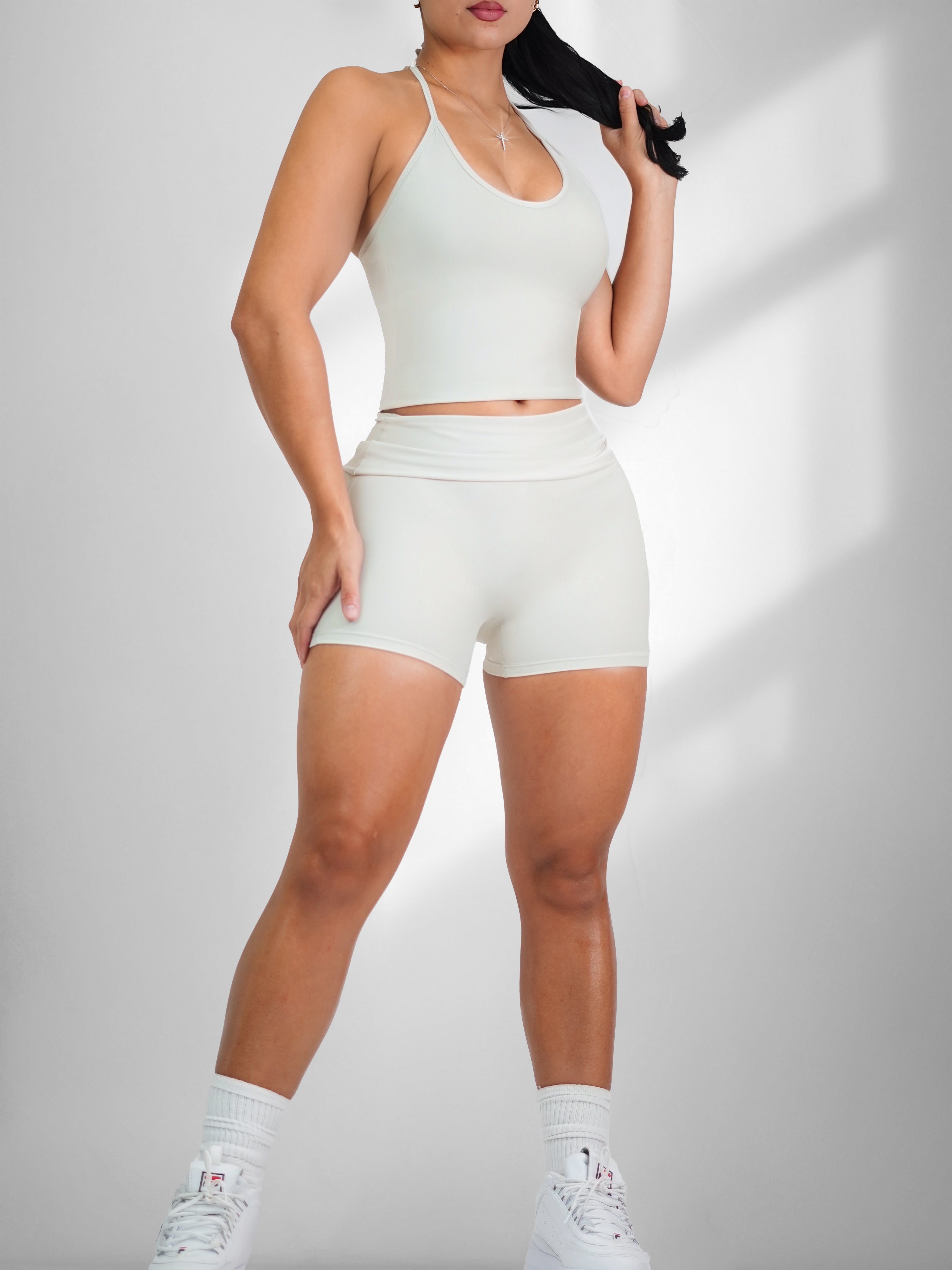 Foldable Yoga Shorts (Off-White)