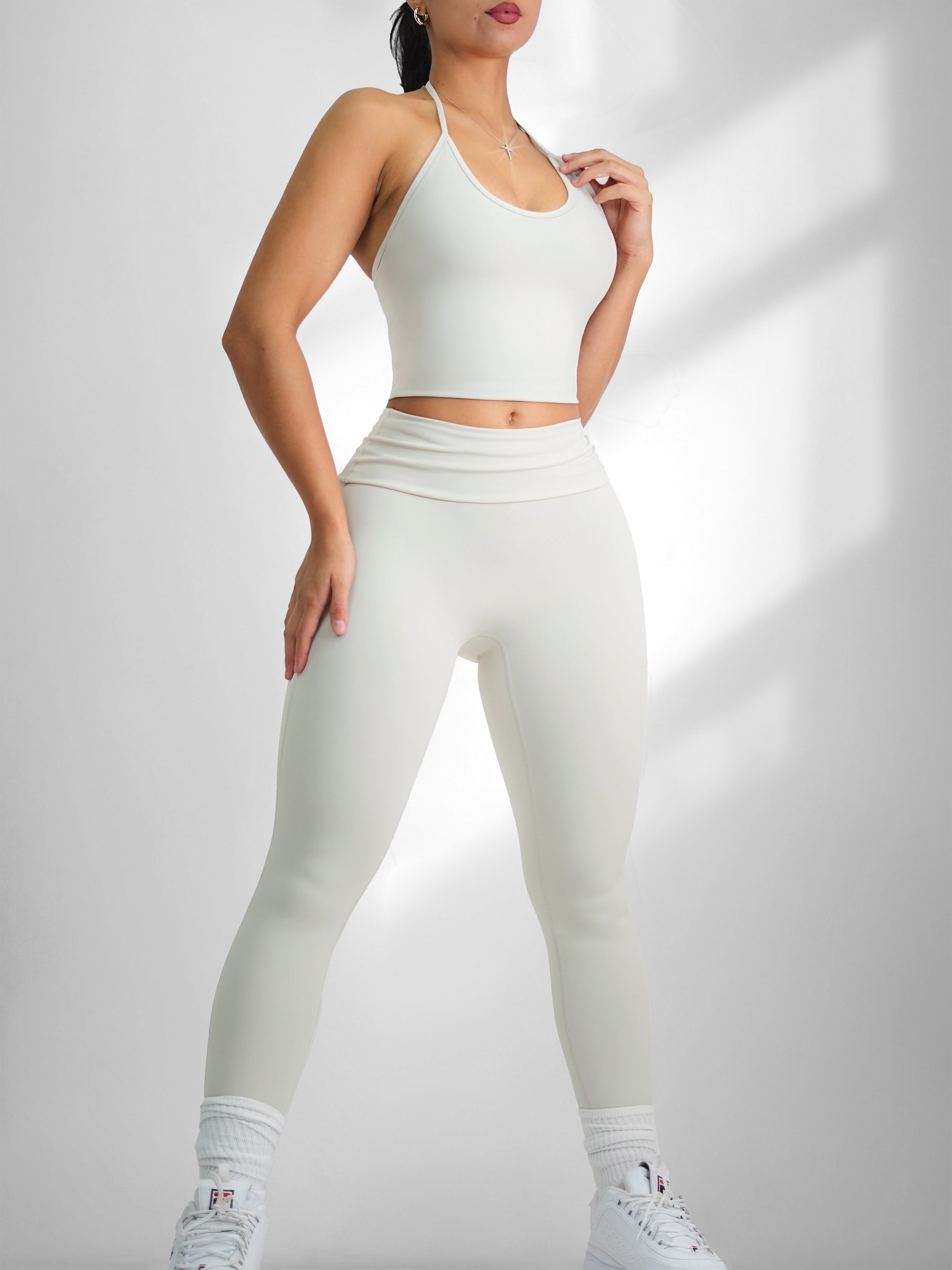 Foldable Yoga Leggings (Off-White)