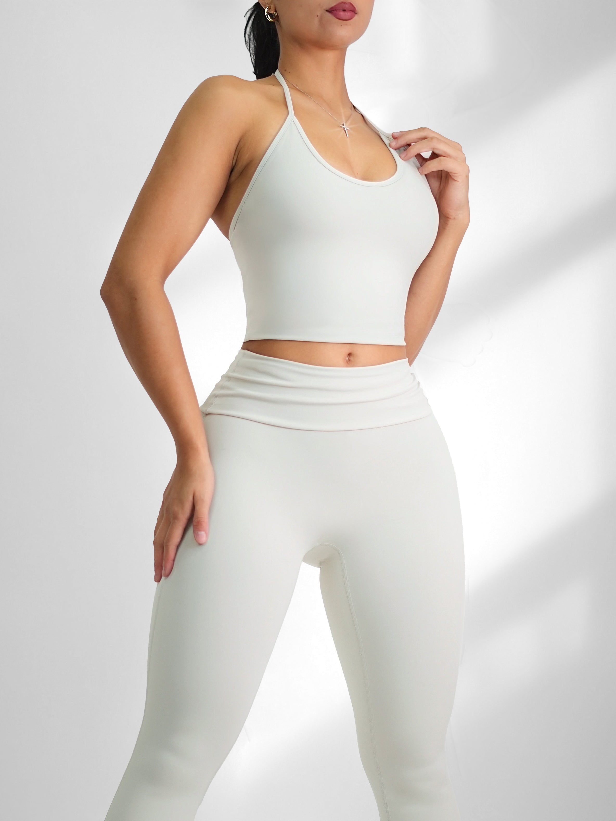 Halter Yoga Sports Top (Off-White)