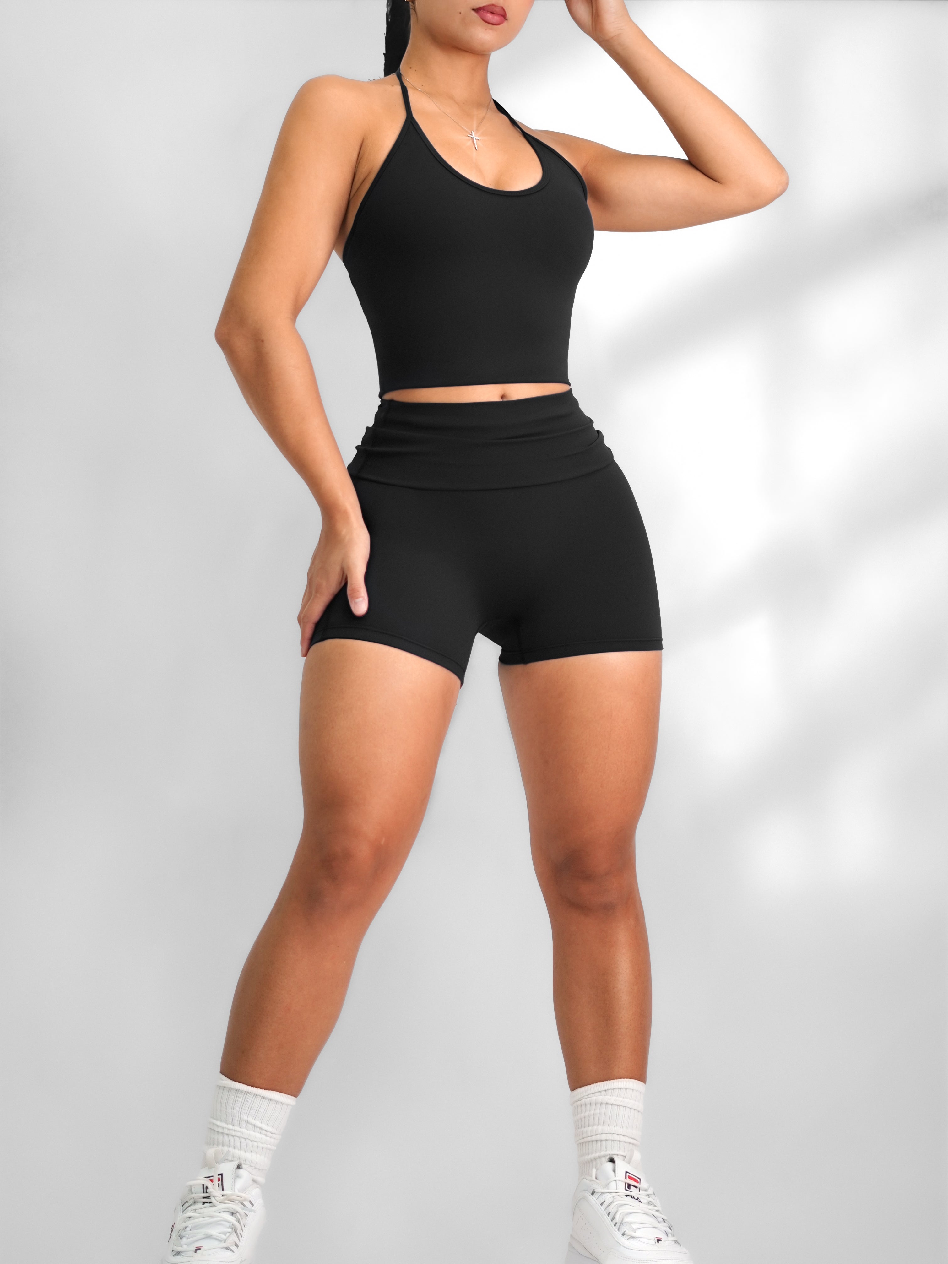 Foldable Yoga Shorts (Black)