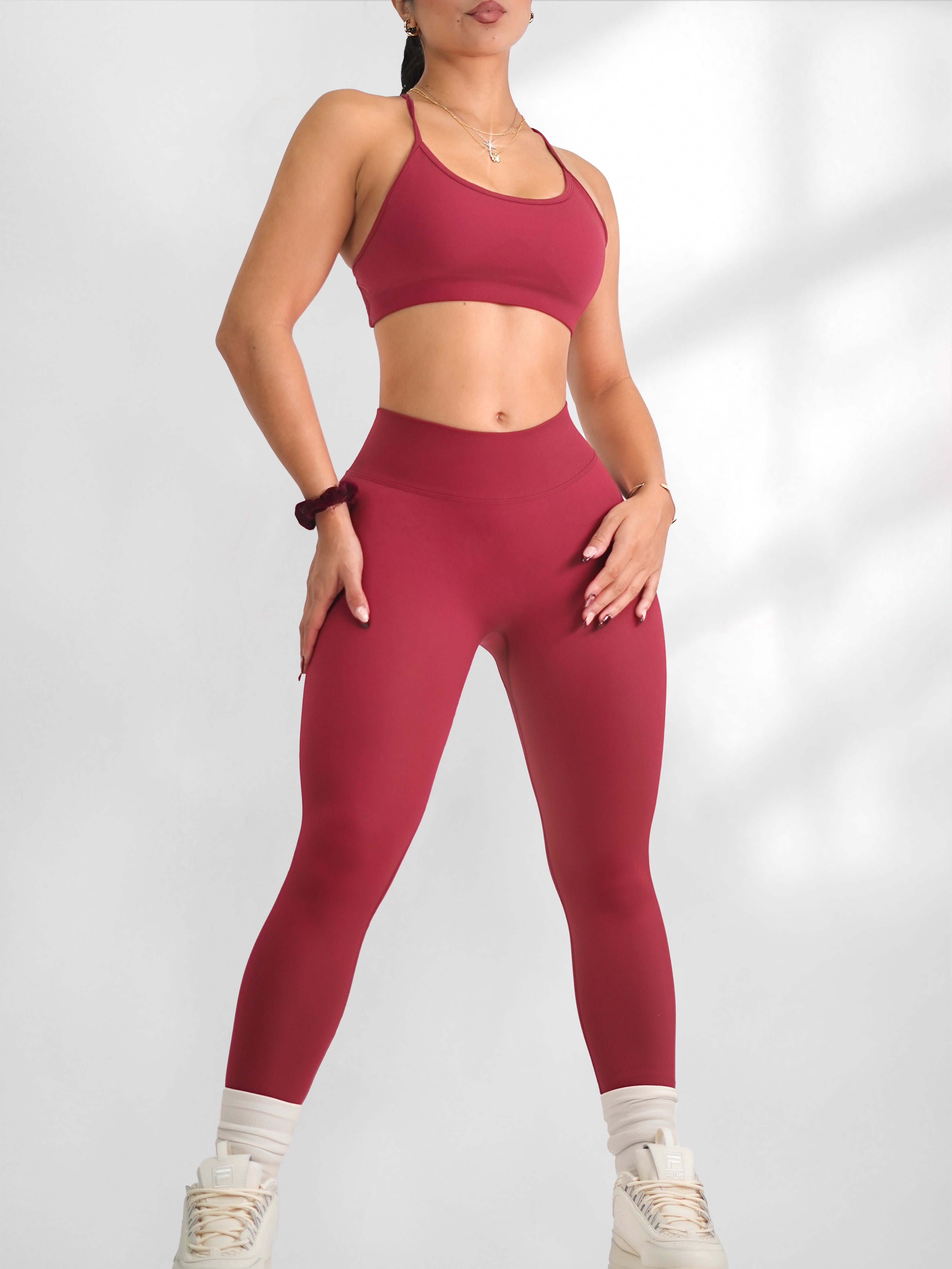 Seamless V Back Leggings (Cherry Cola)