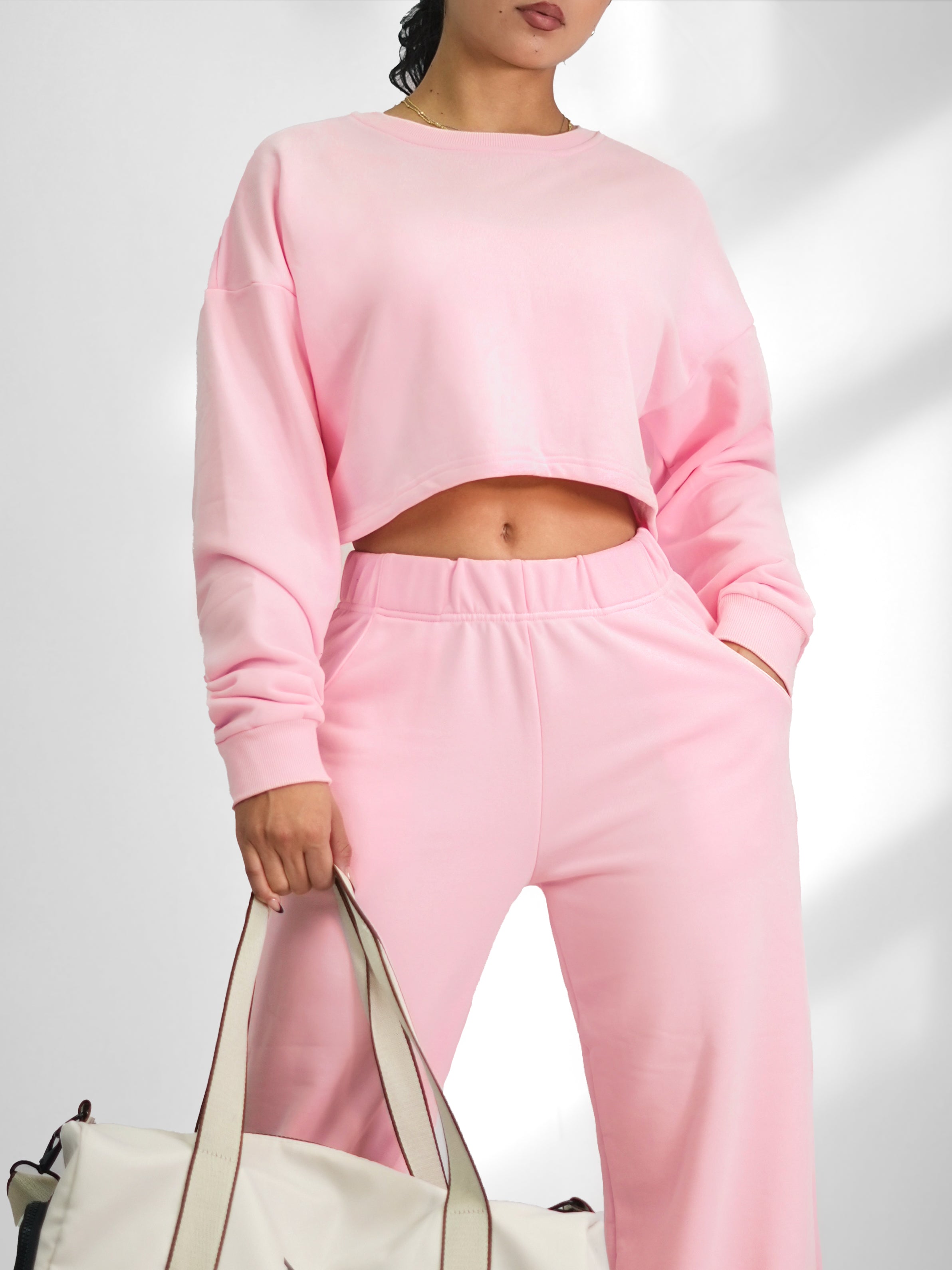 Cutesy Slit Back Sweatshirt (Blossom Pink)