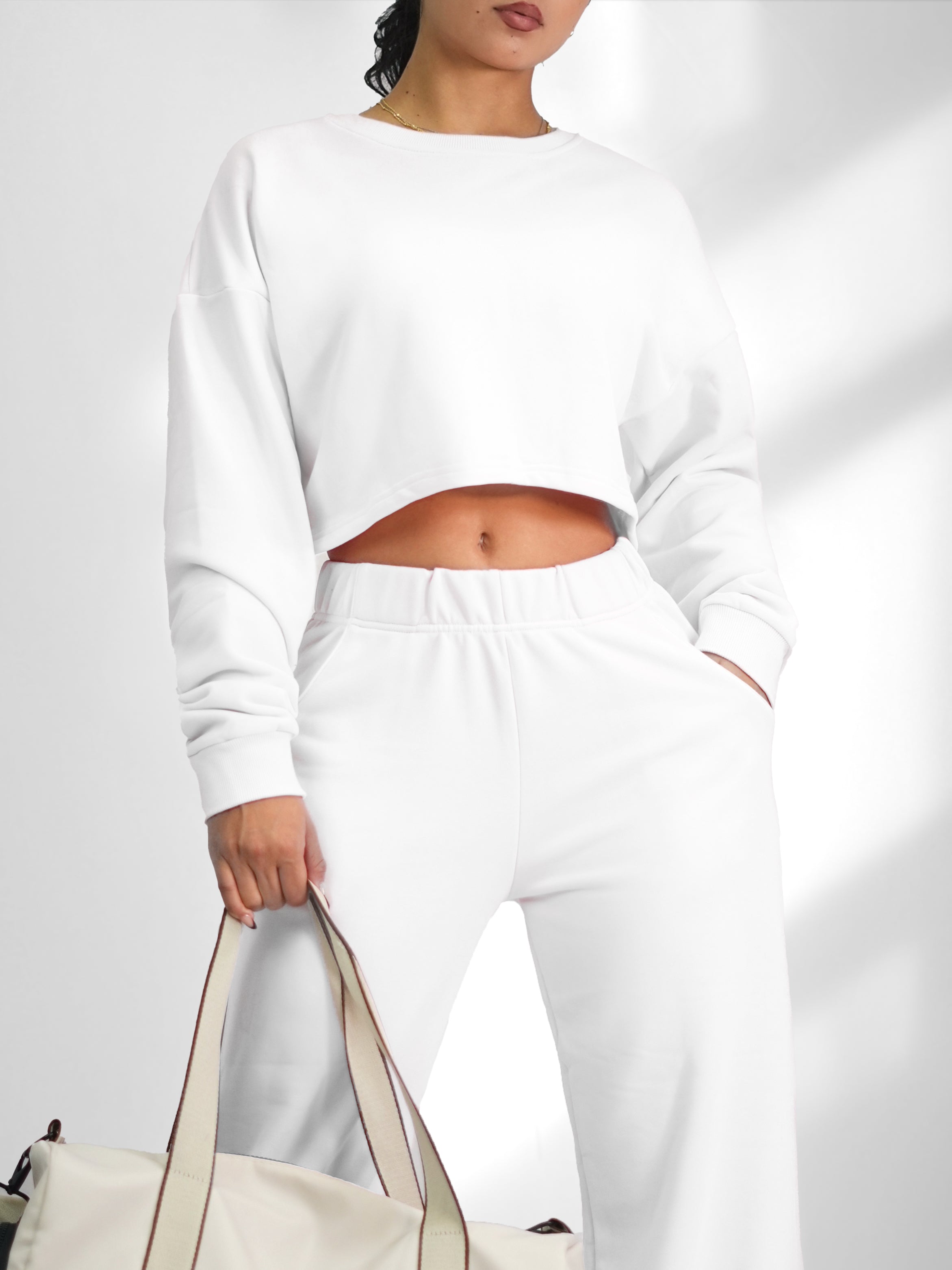 Cutesy Slit Back Sweatshirt (White)