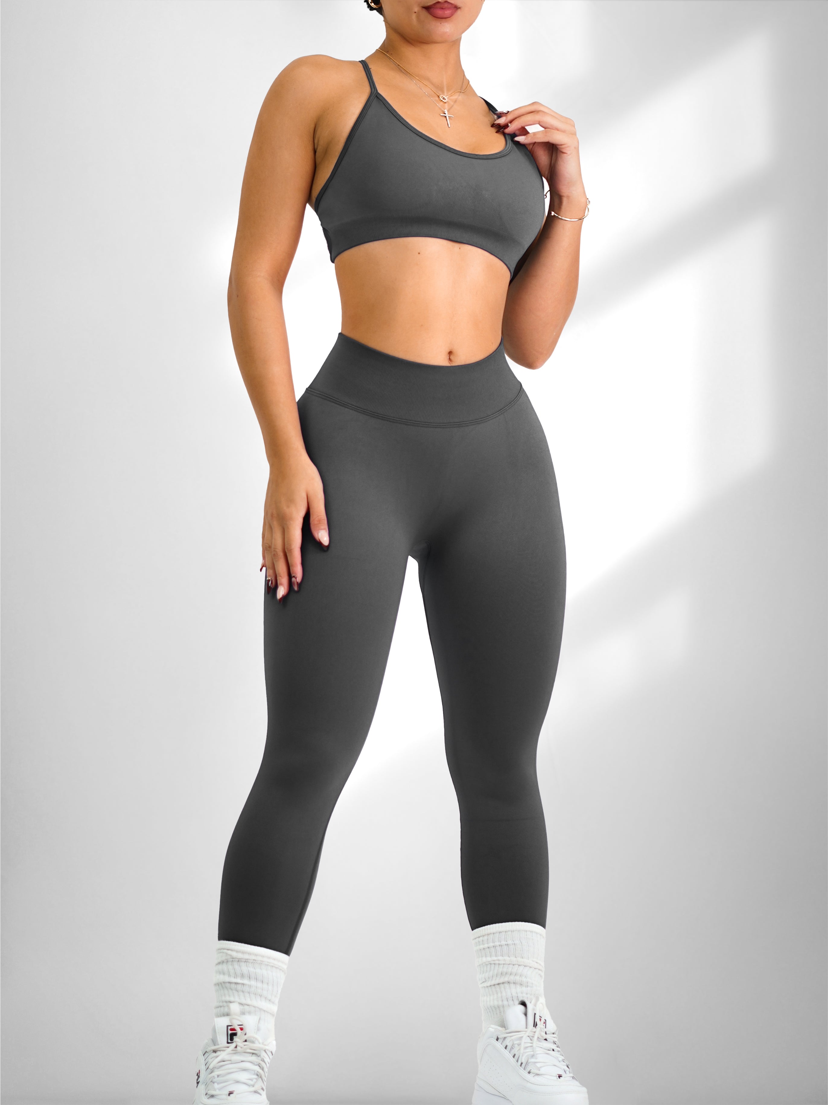 Seamless V Back Leggings (Charcoal)