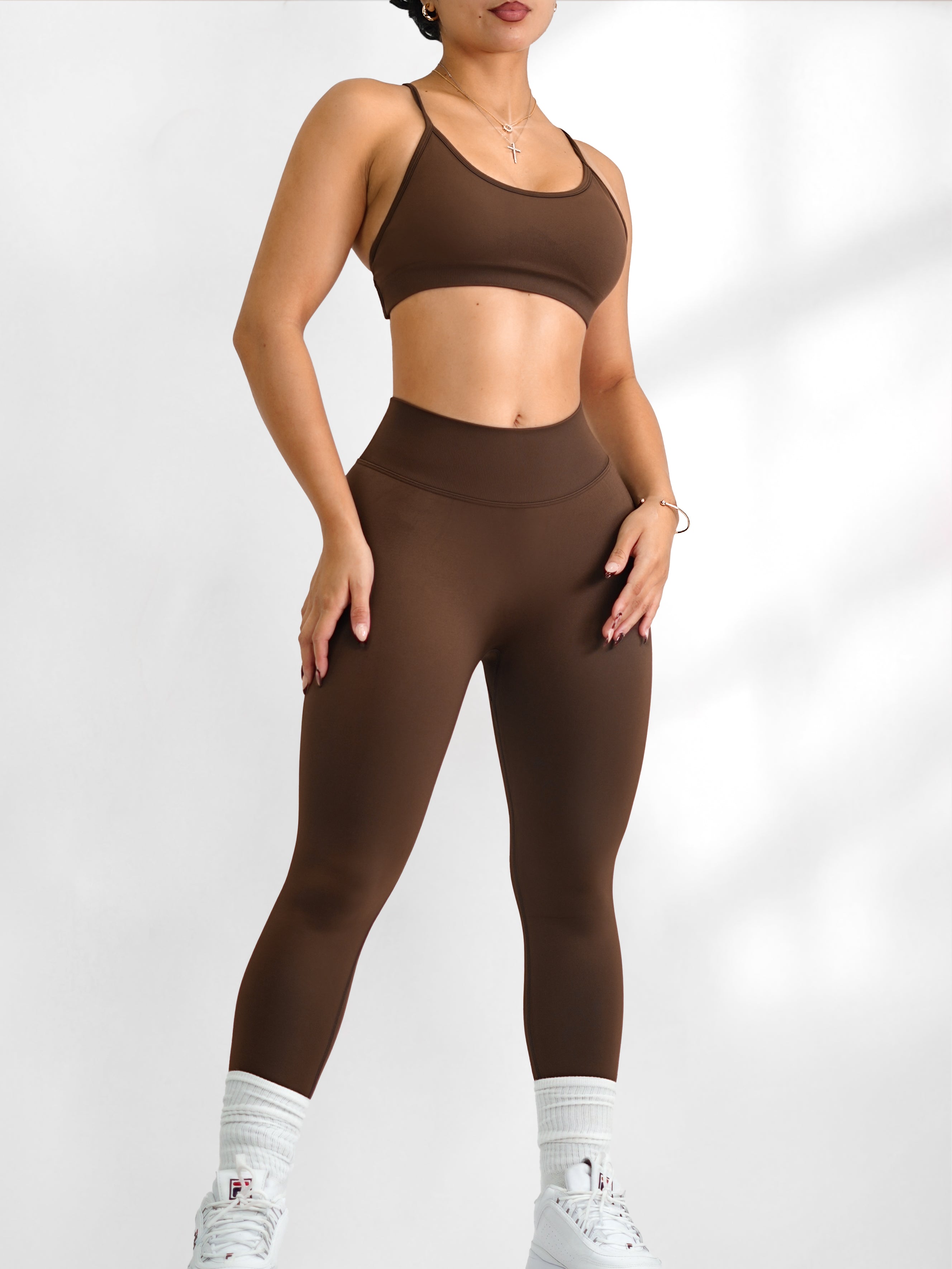 Seamless V Back Leggings (Dark Chocolate)