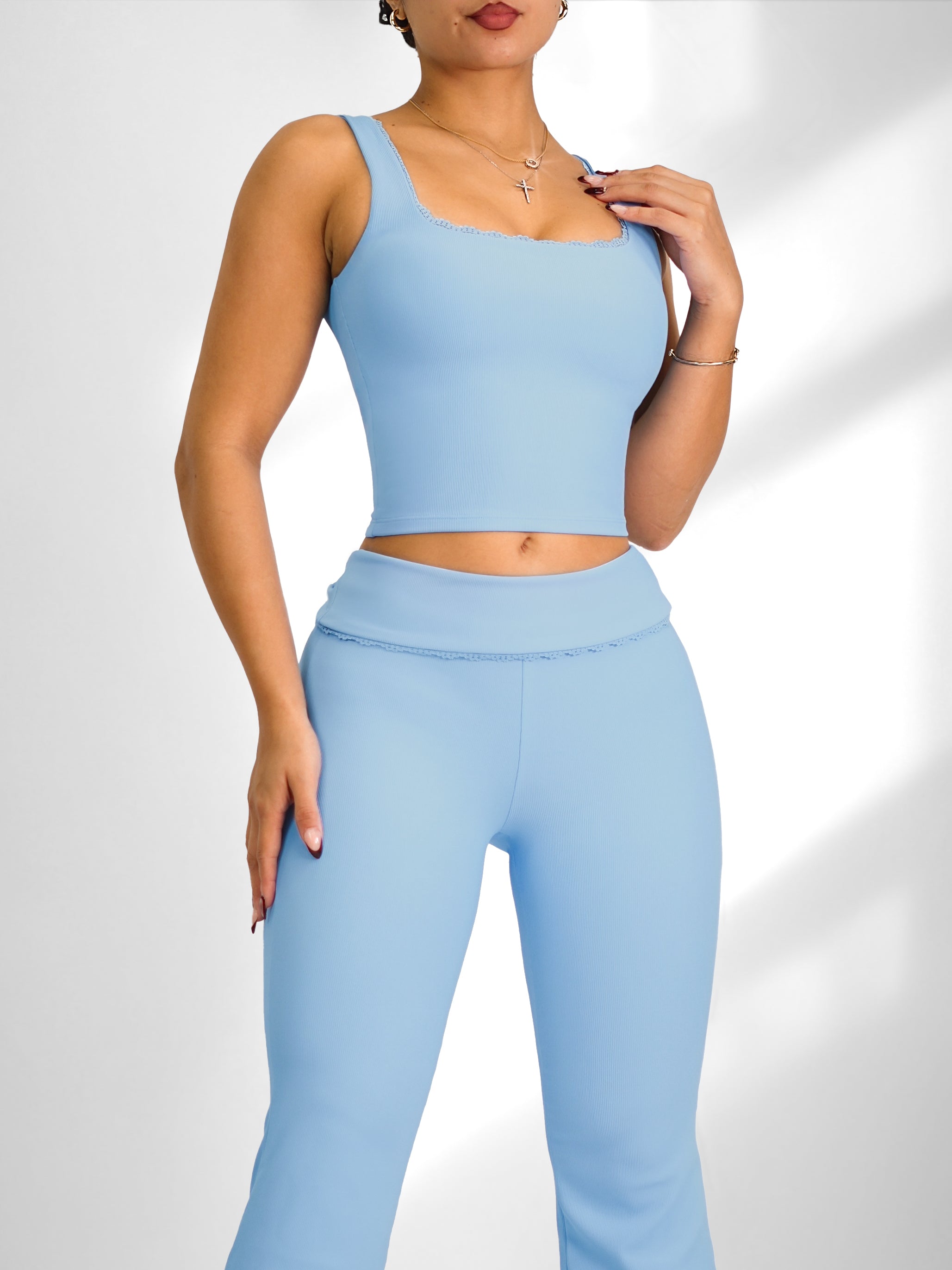 Lace Pilates Sports Top (Powder Blue)