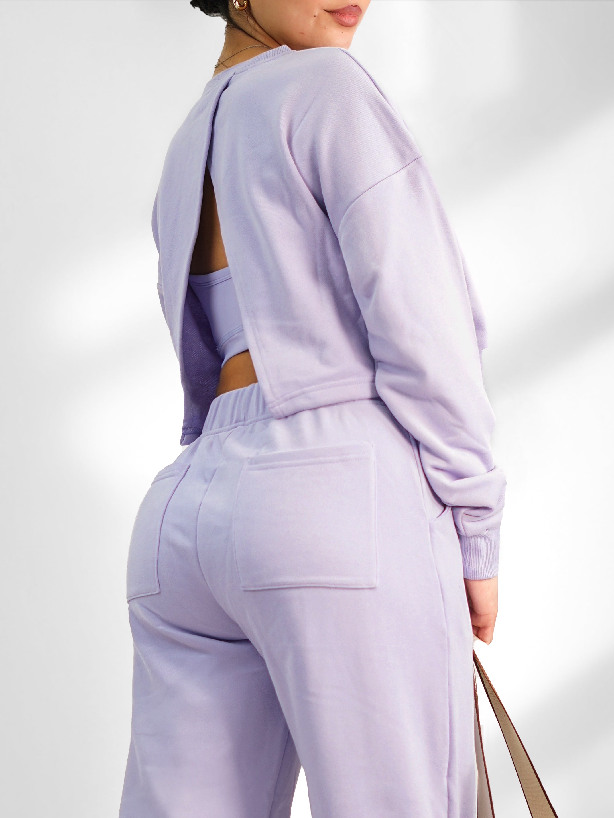 Cutesy Slit Back Sweatshirt (Lilac)