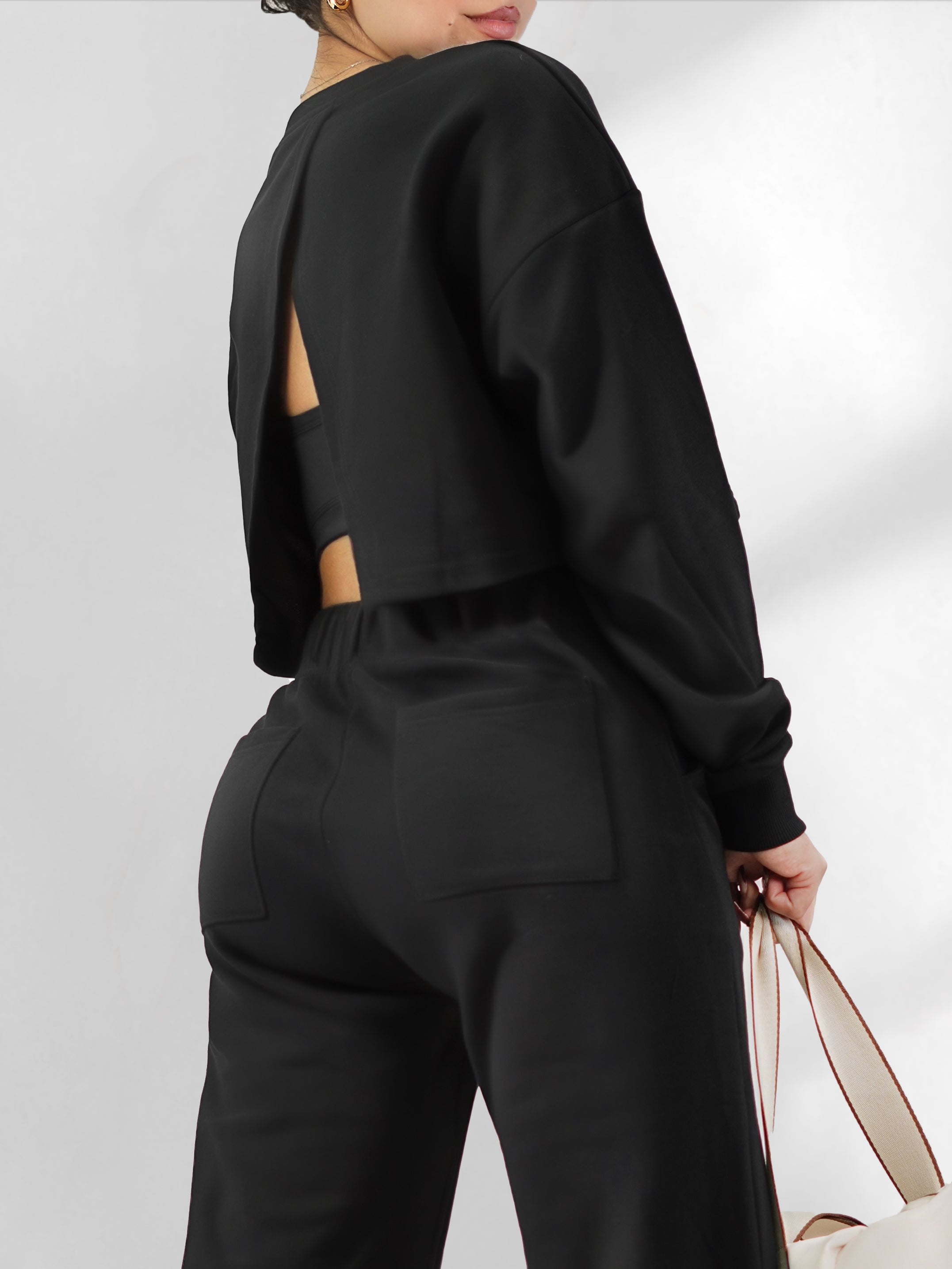 Cutesy Slit Back Sweatshirt (Black)