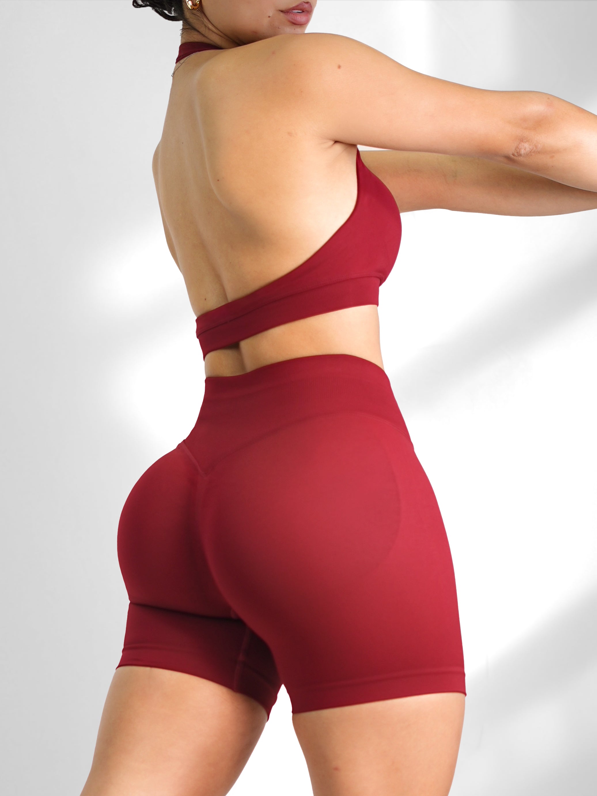 Seamless Halter Sports Bra (Cherry Red)