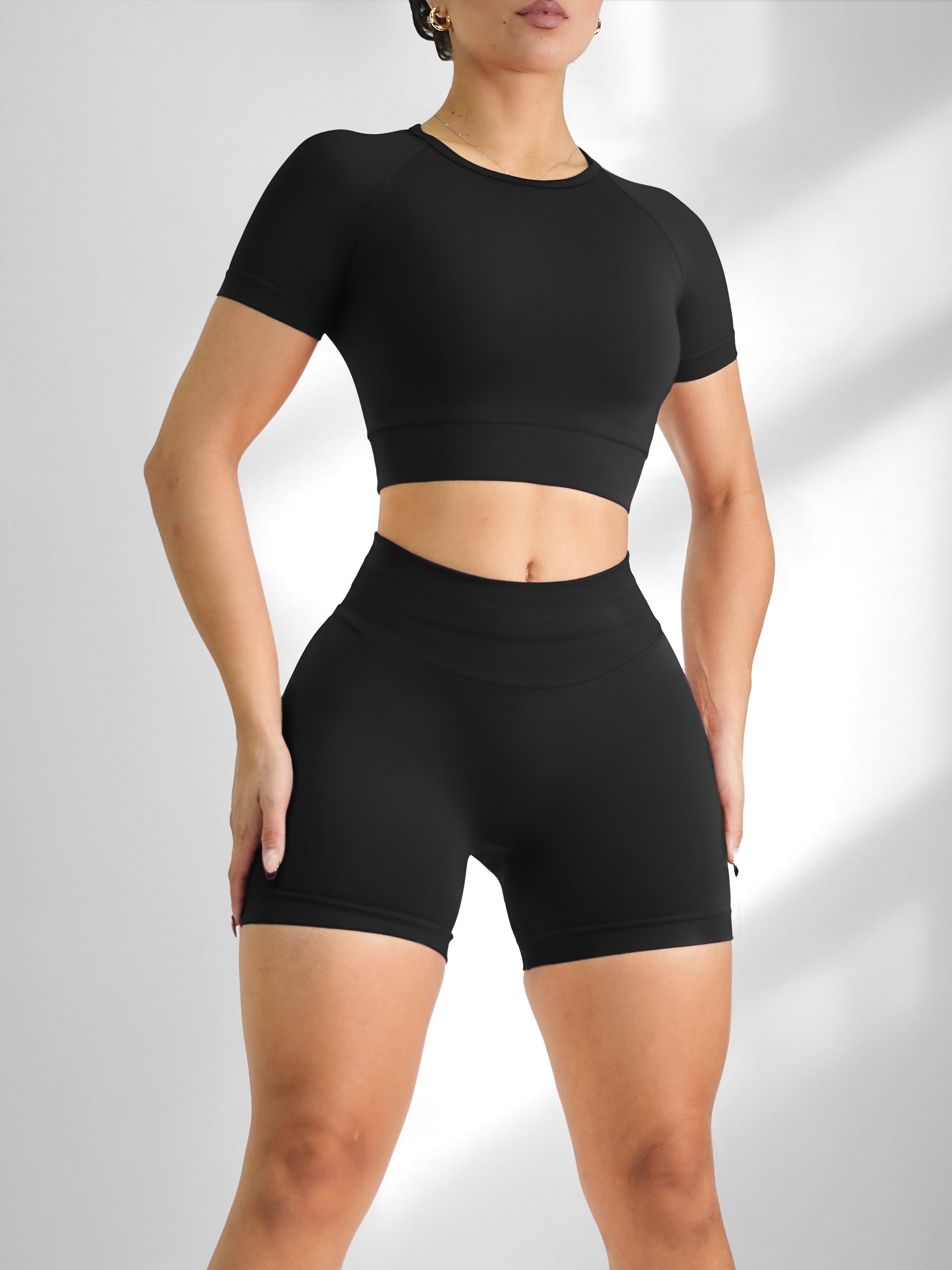 Seamless Short Sleeve Top (Black)