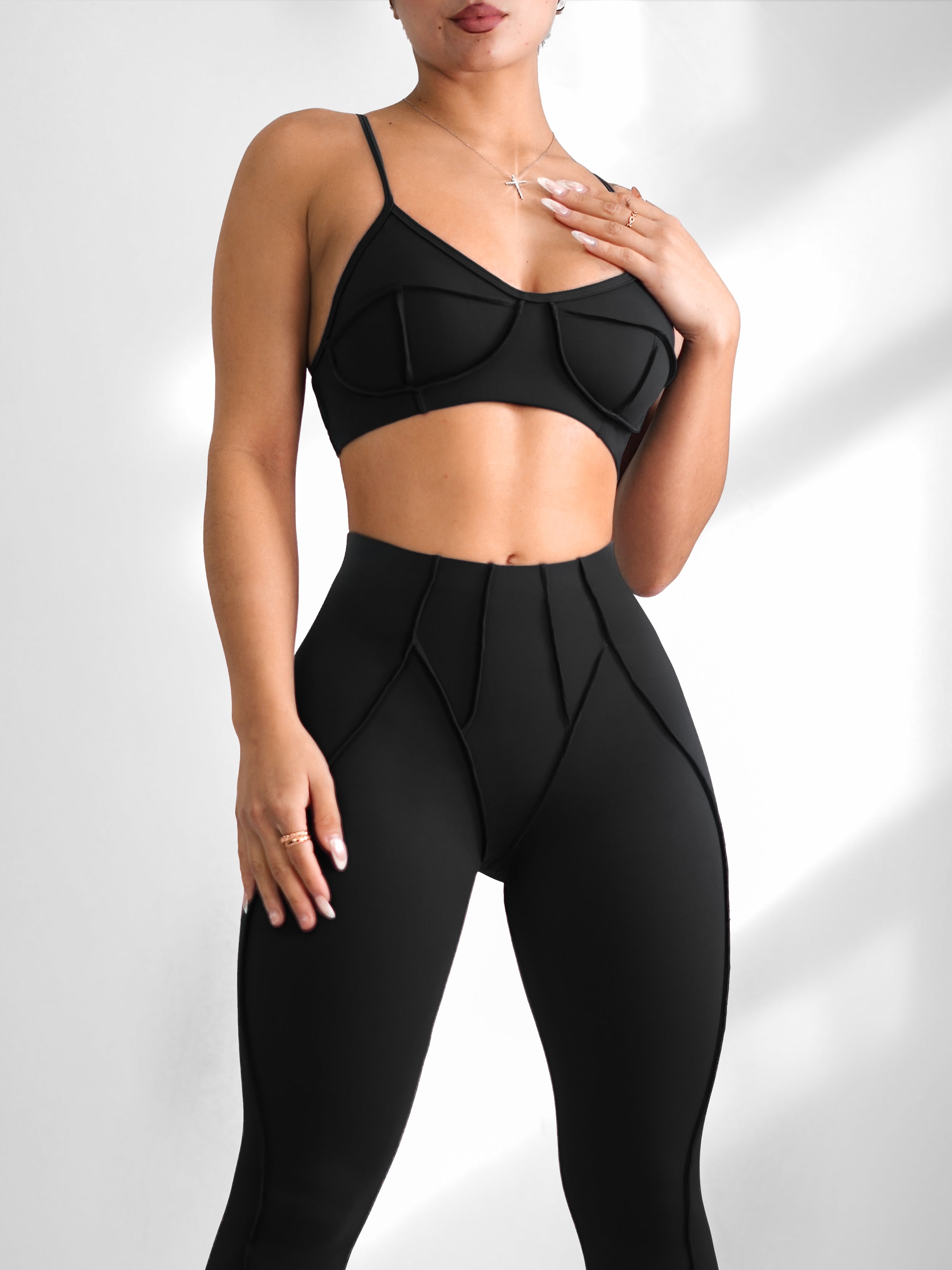 Seam Sculpt Sports Bra (Black)