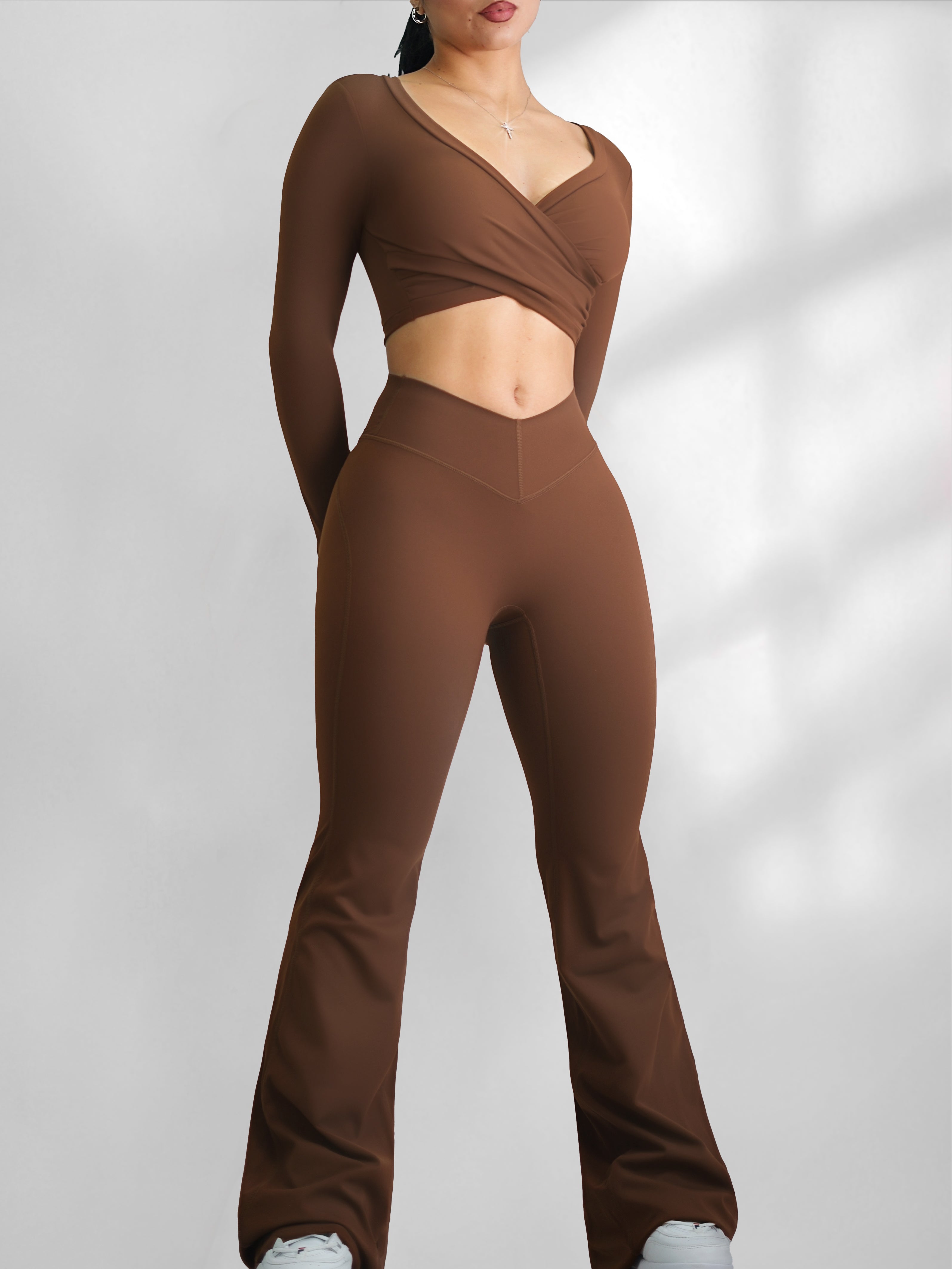 Pilates V Flare Leggings (Chestnut)