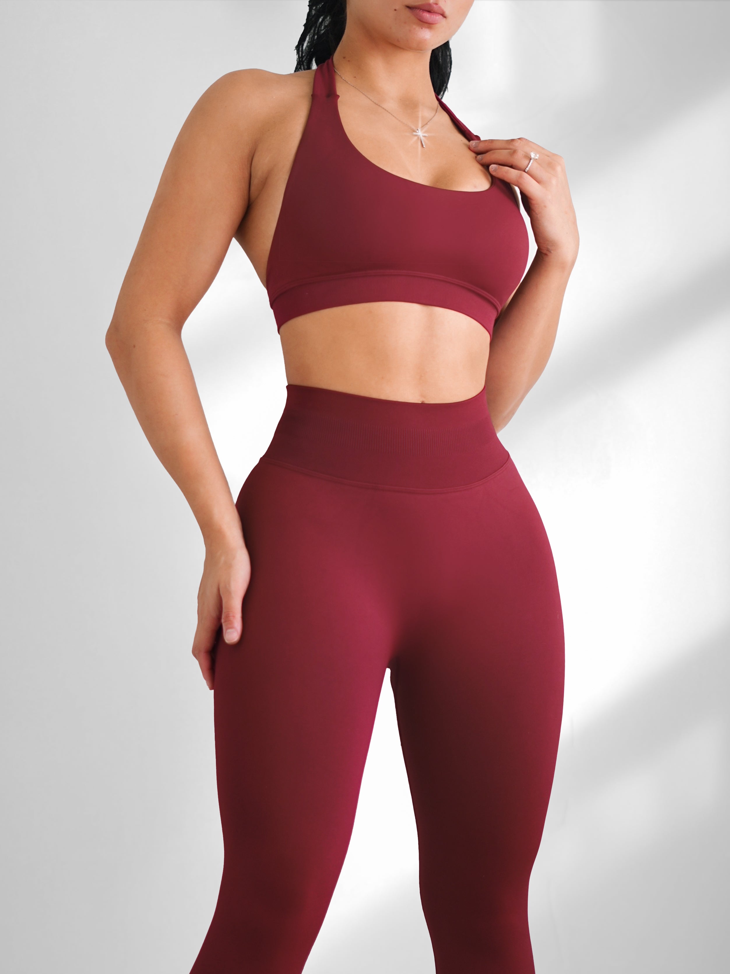 Premier Motion Halter Sports Bra (Cherry Cola)