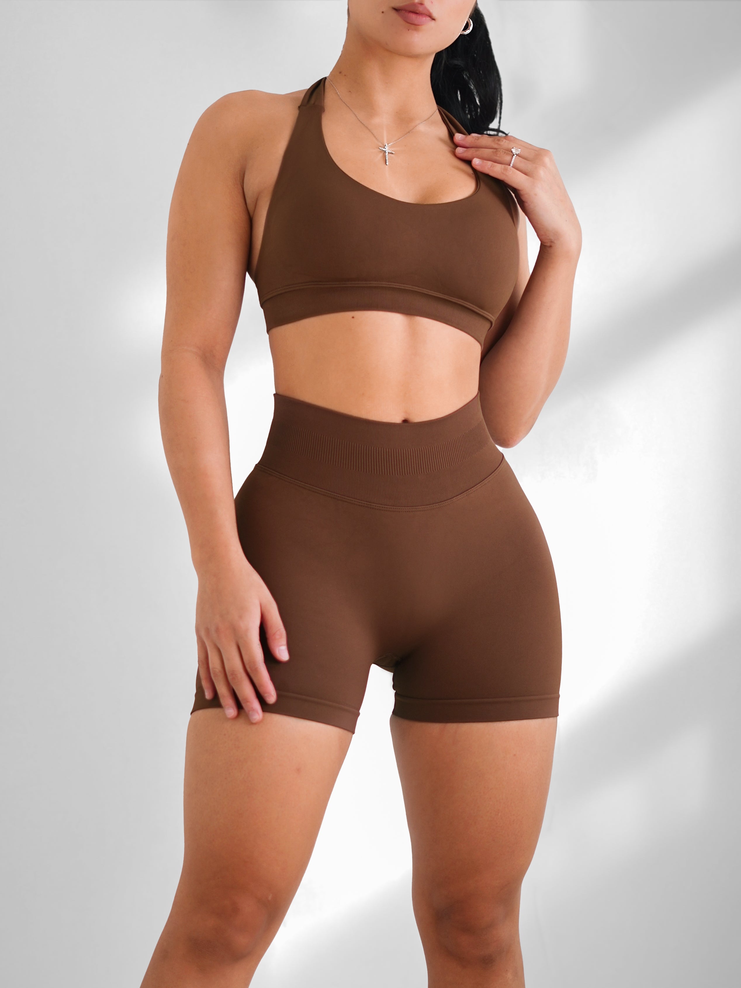 Premier Motion Halter Sports Bra (Espresso)