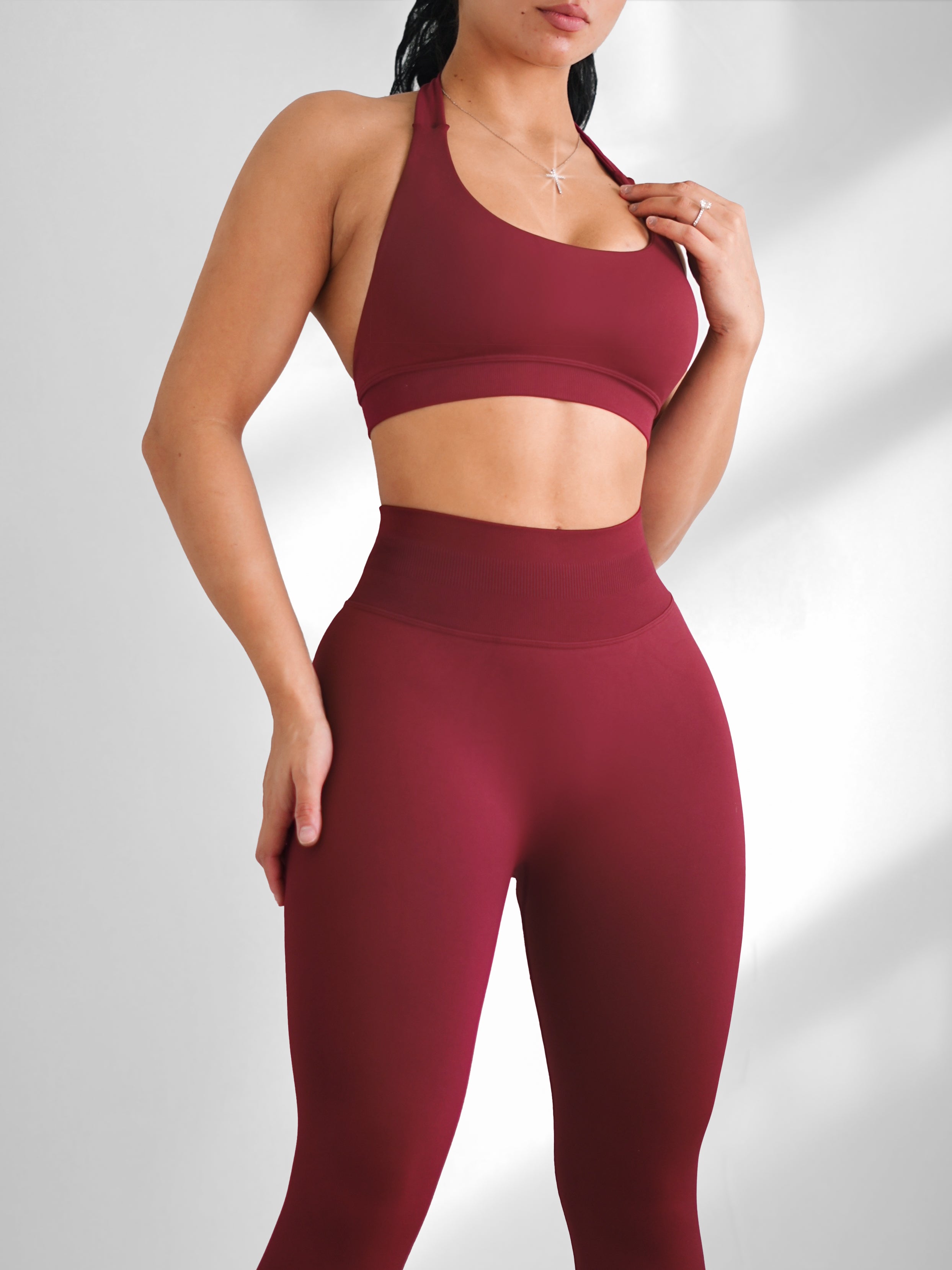 Premier Motion Halter Sports Bra (Cherry Cola)