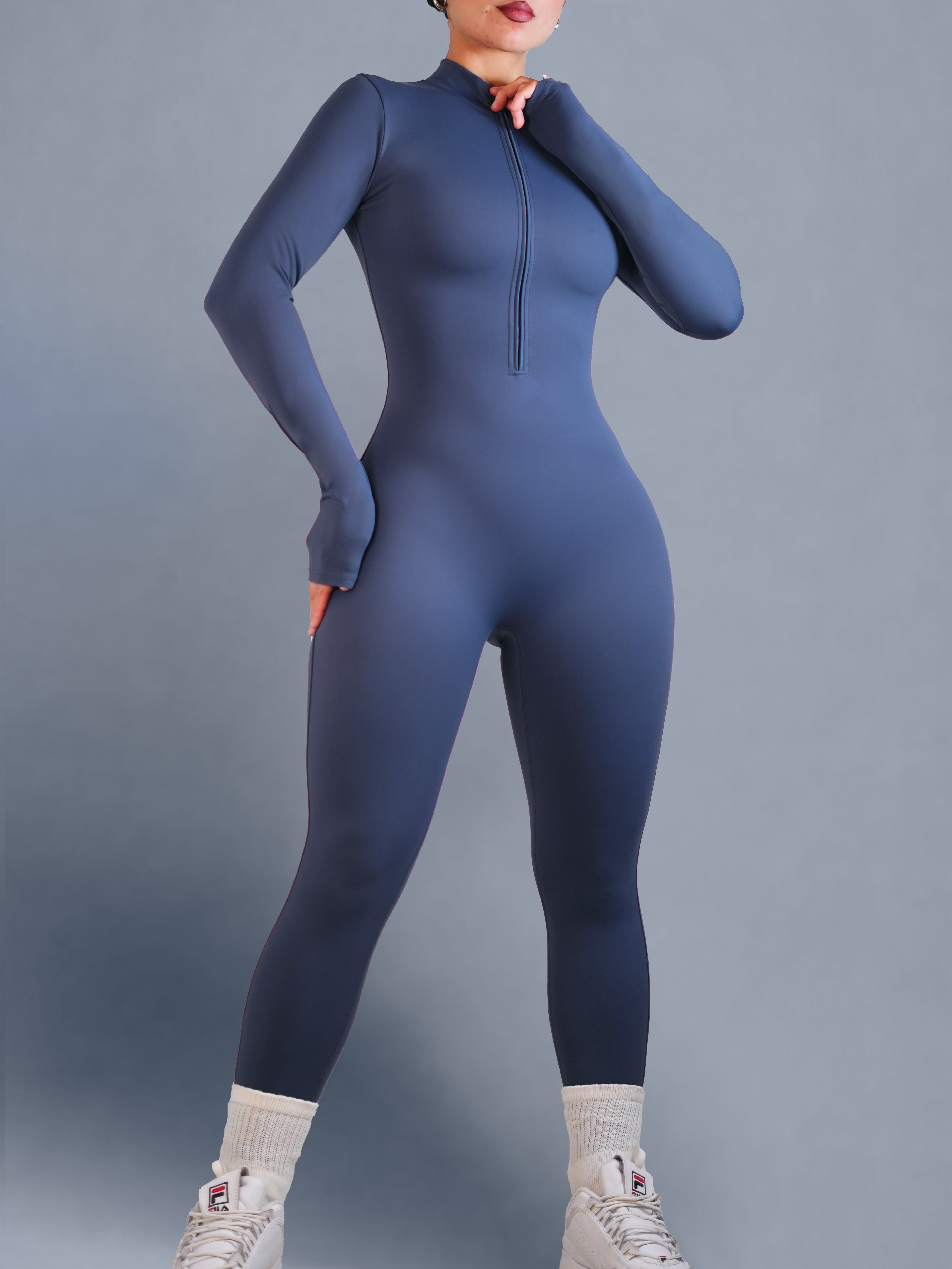 Endure Long Sleeve Zipper Jumpsuit (Moonlit Blue)