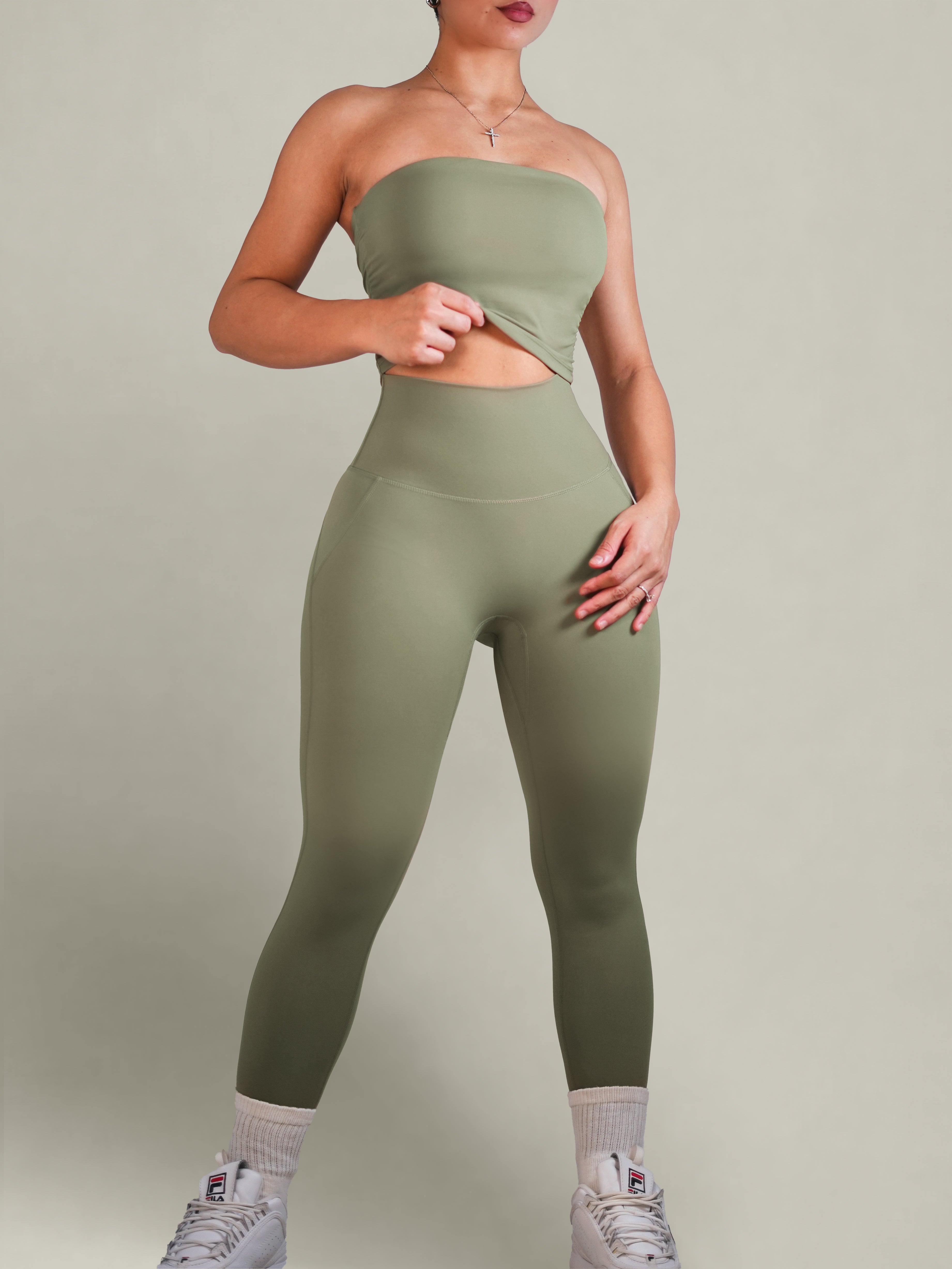 Milestone High Waisted Leggings (Eucalyptus Kiss)