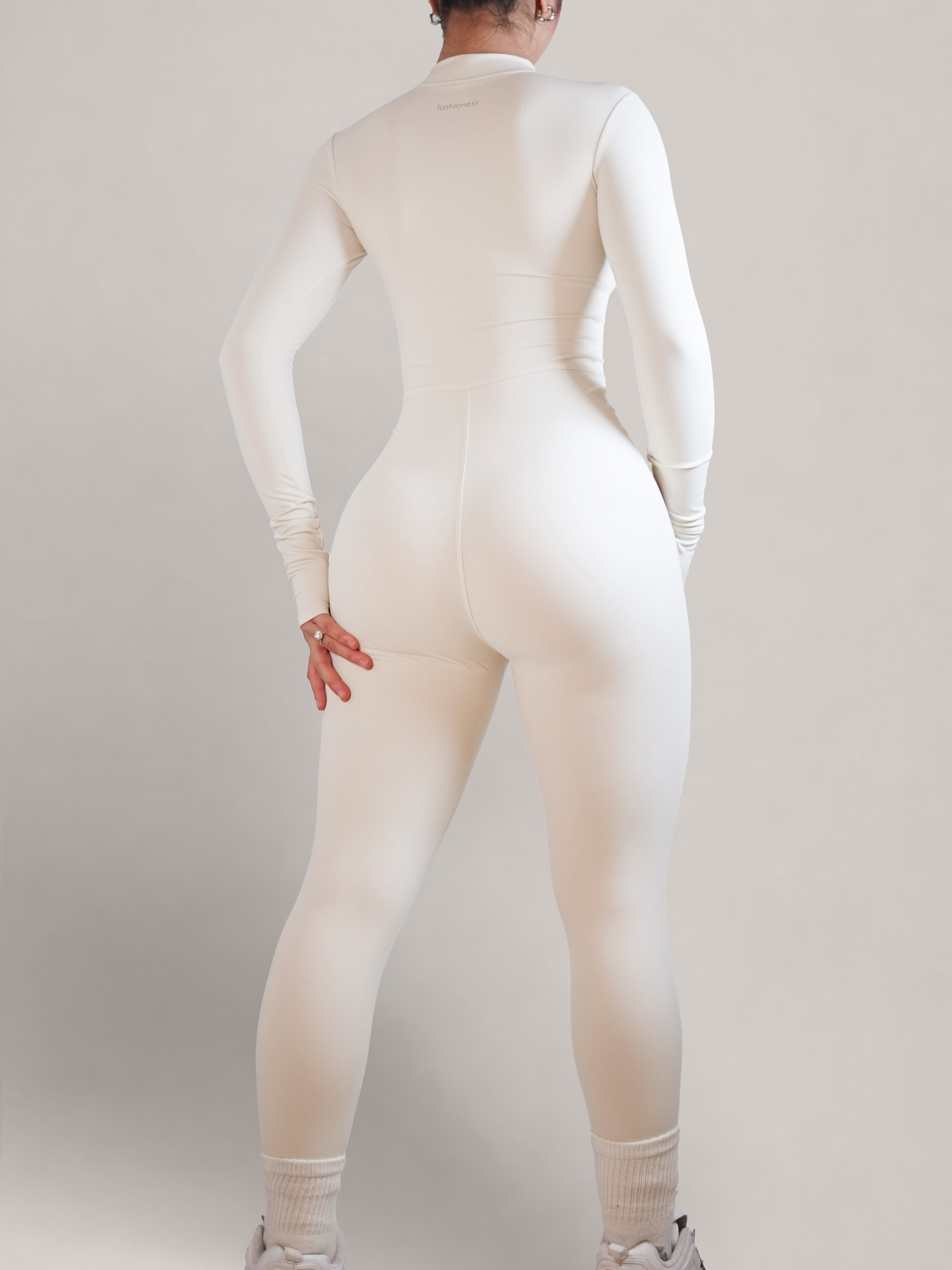 Endure Long Sleeve Zipper Jumpsuit (Vanilla Bean)