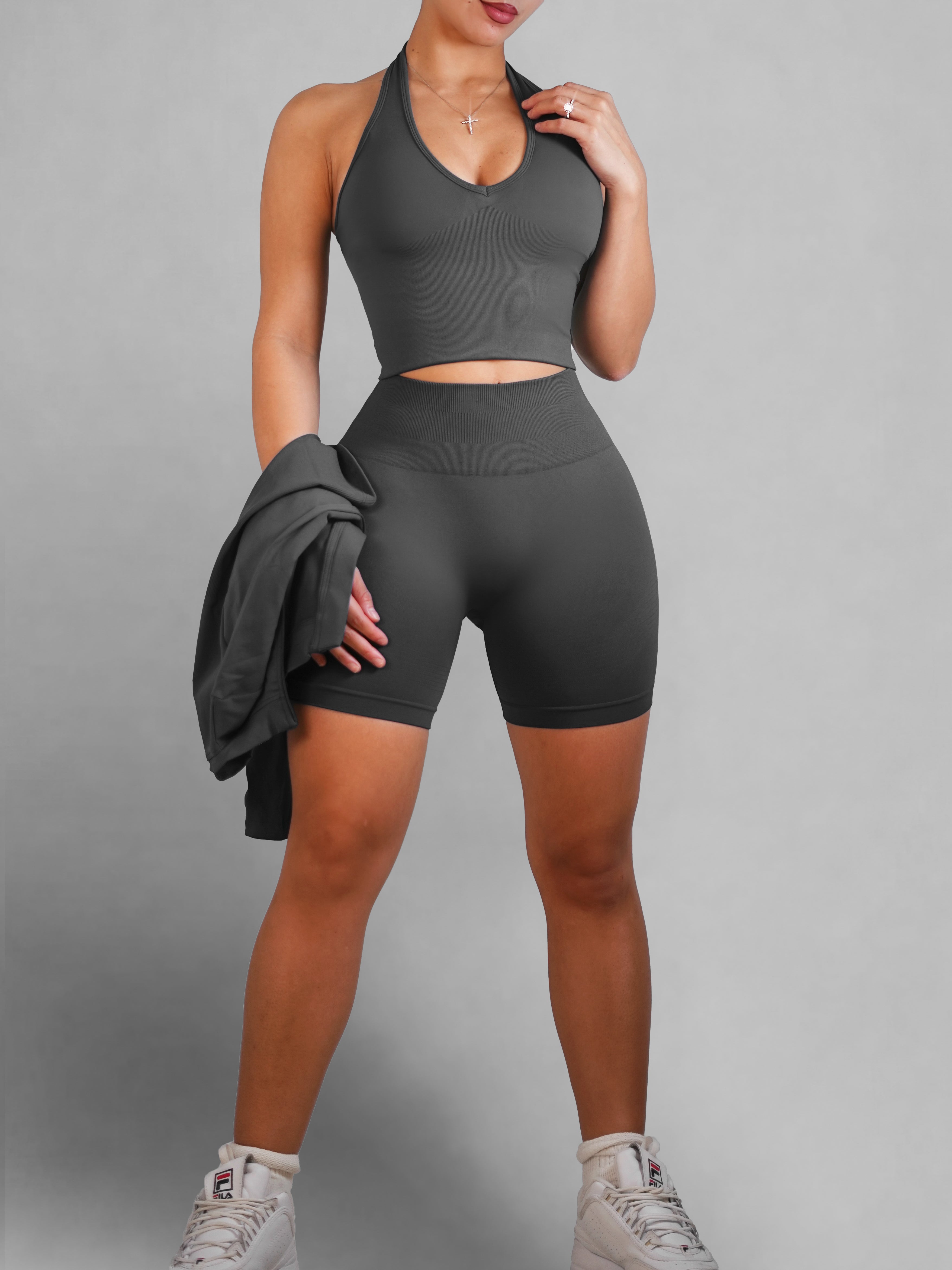 Refine Seamless Booty Shorts (Onyx Gray)