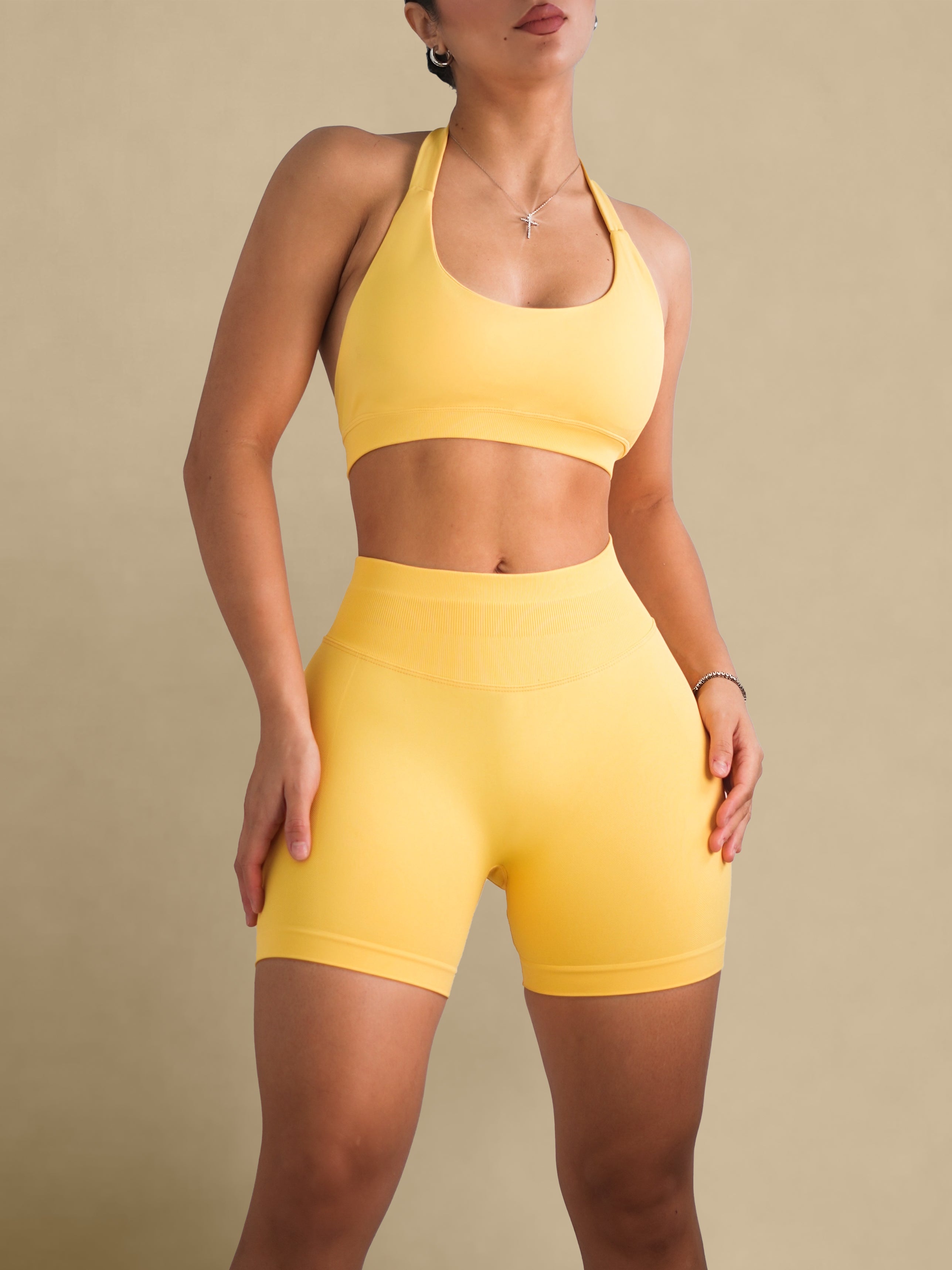 Seamless Halter Sports Bra (Yellow)