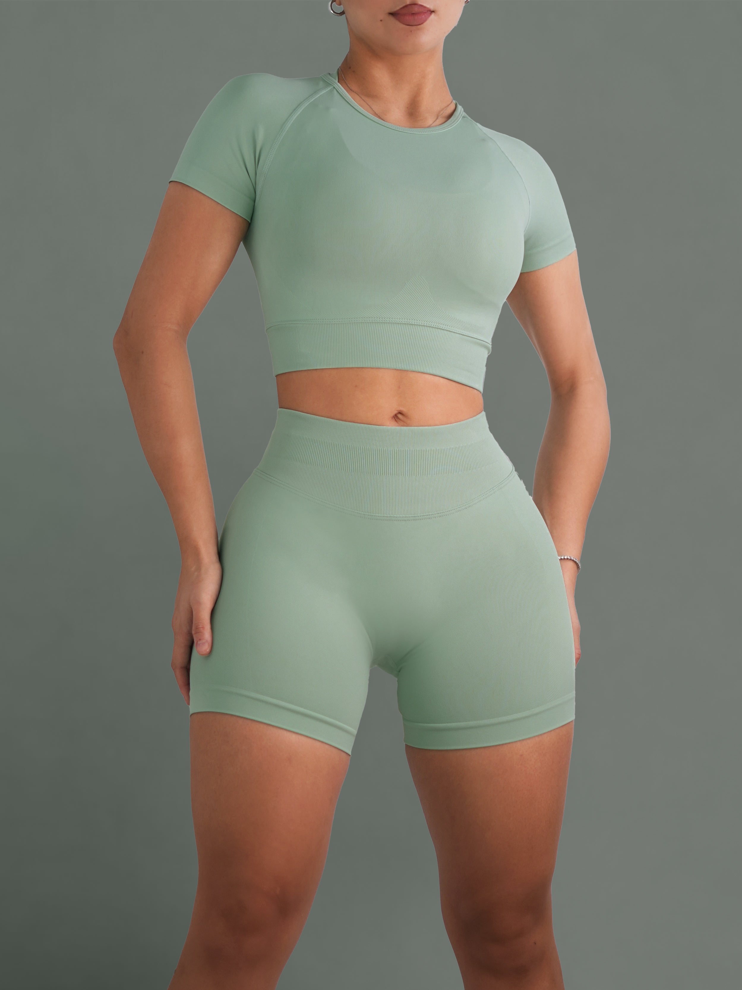 Seamless Sports Top (Vintage Mint)