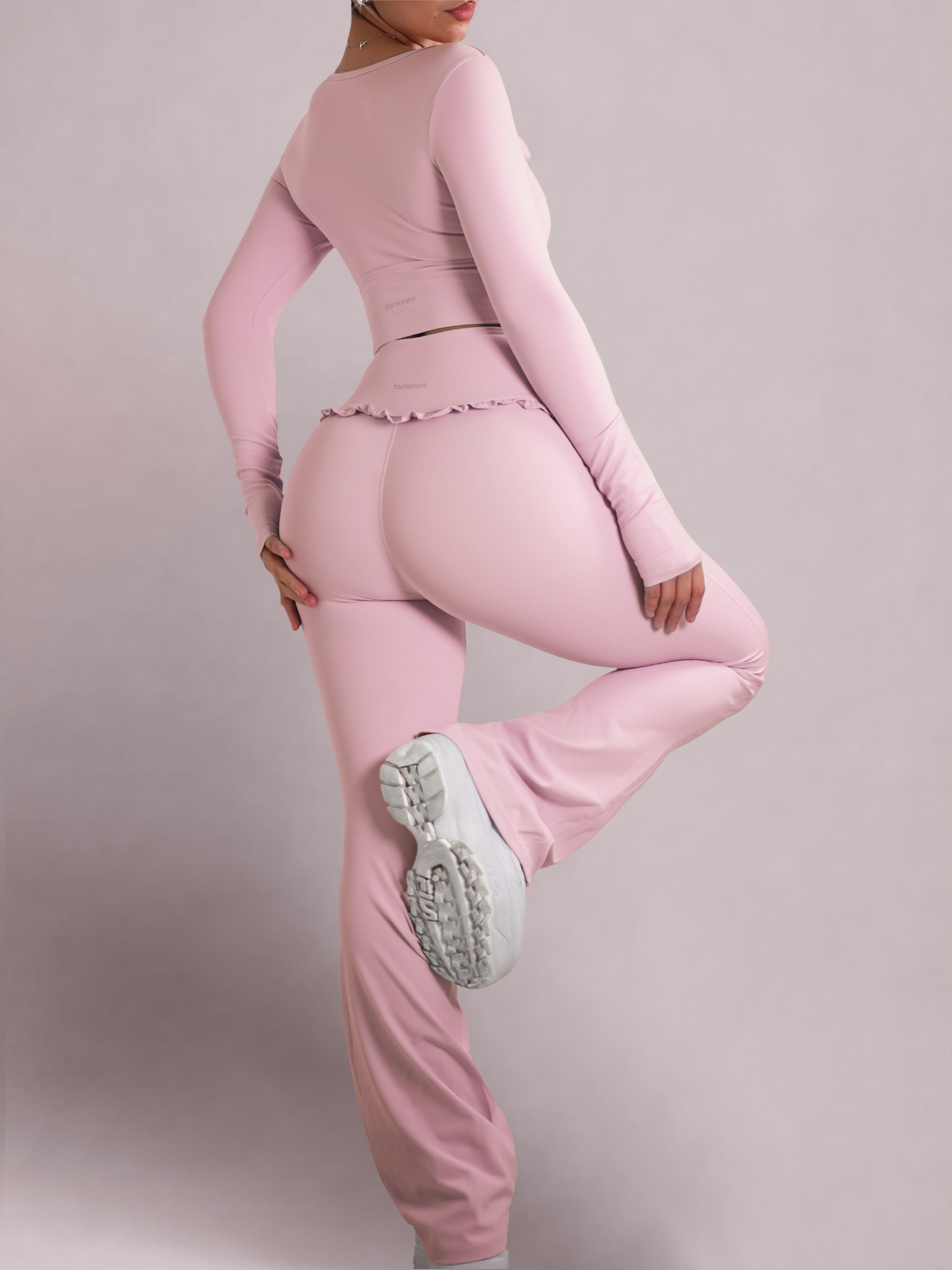 Ballet Ruffled Flare Leggings (Blush Pink)