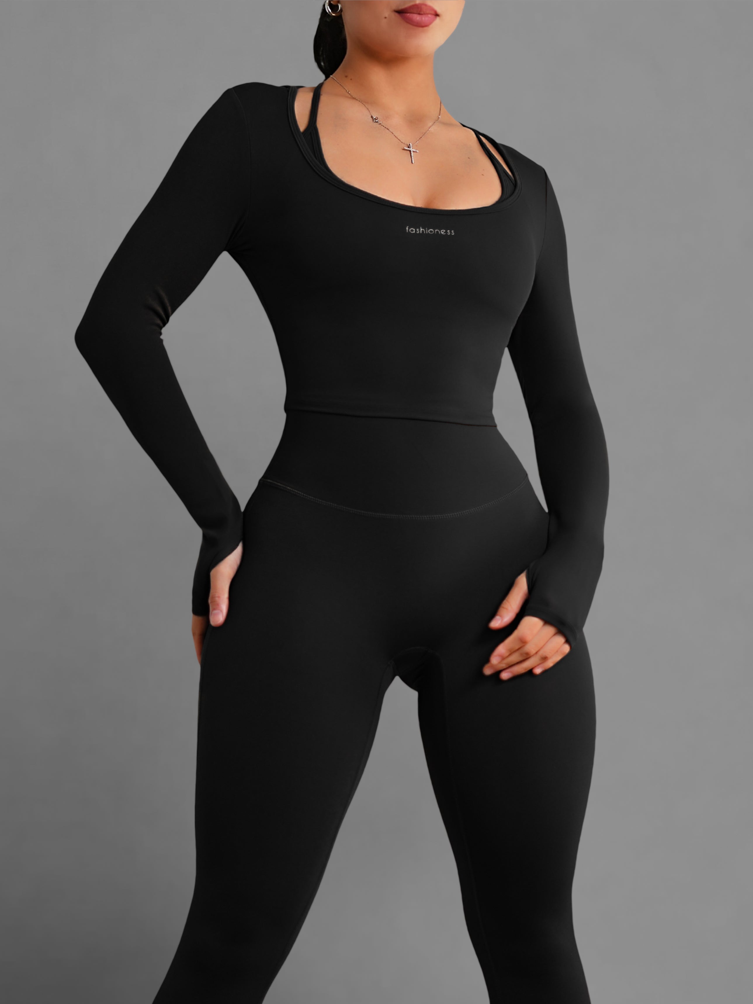 Reformer Hooded Long Sleeve Top (Black)