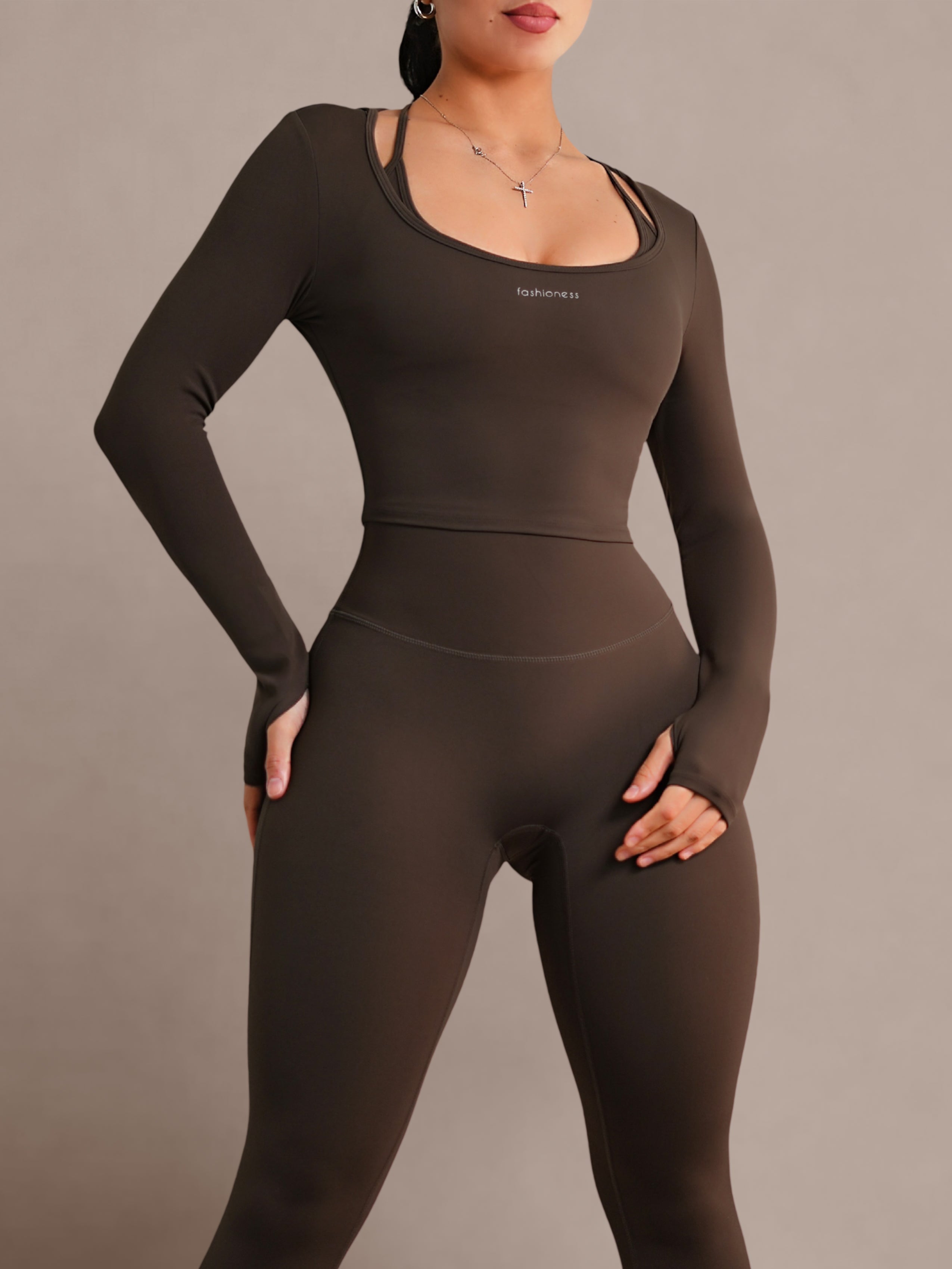 Reformer Hooded Long Sleeve Top (Dark Espresso)