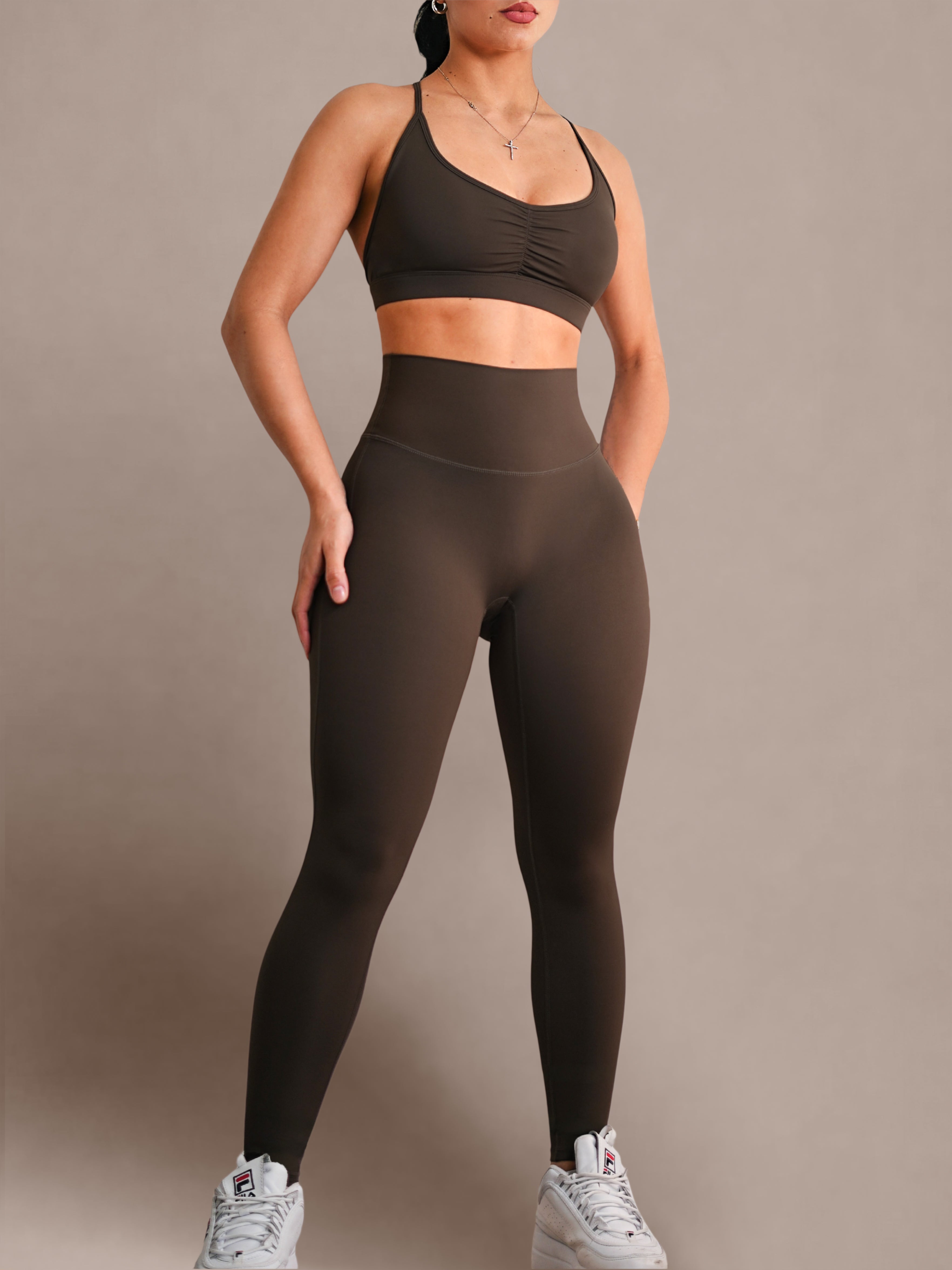 Reformer High Waisted Leggings (Dark Espresso)