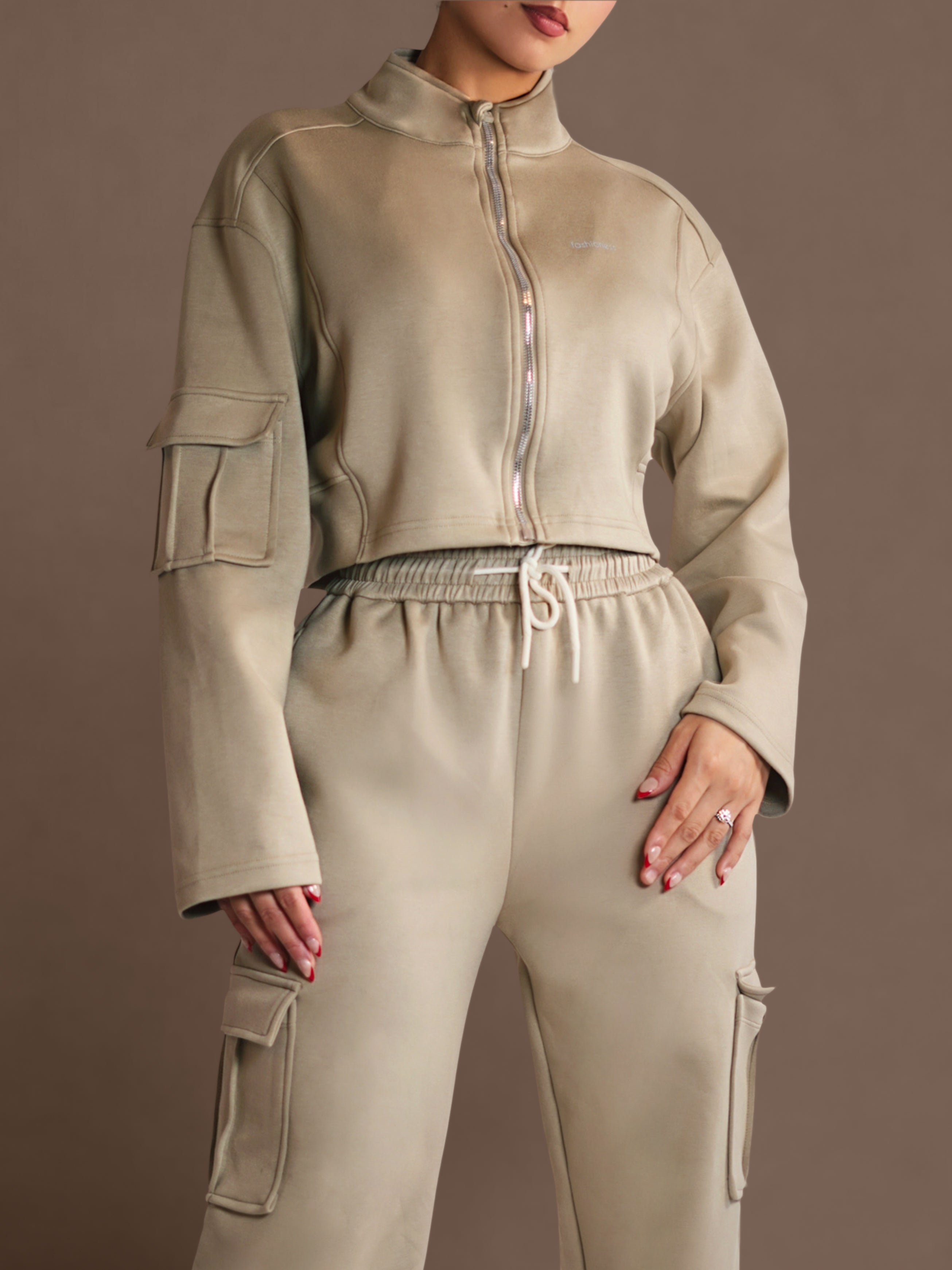 Lounge Mode Zipper Jacket (Soft Nude)