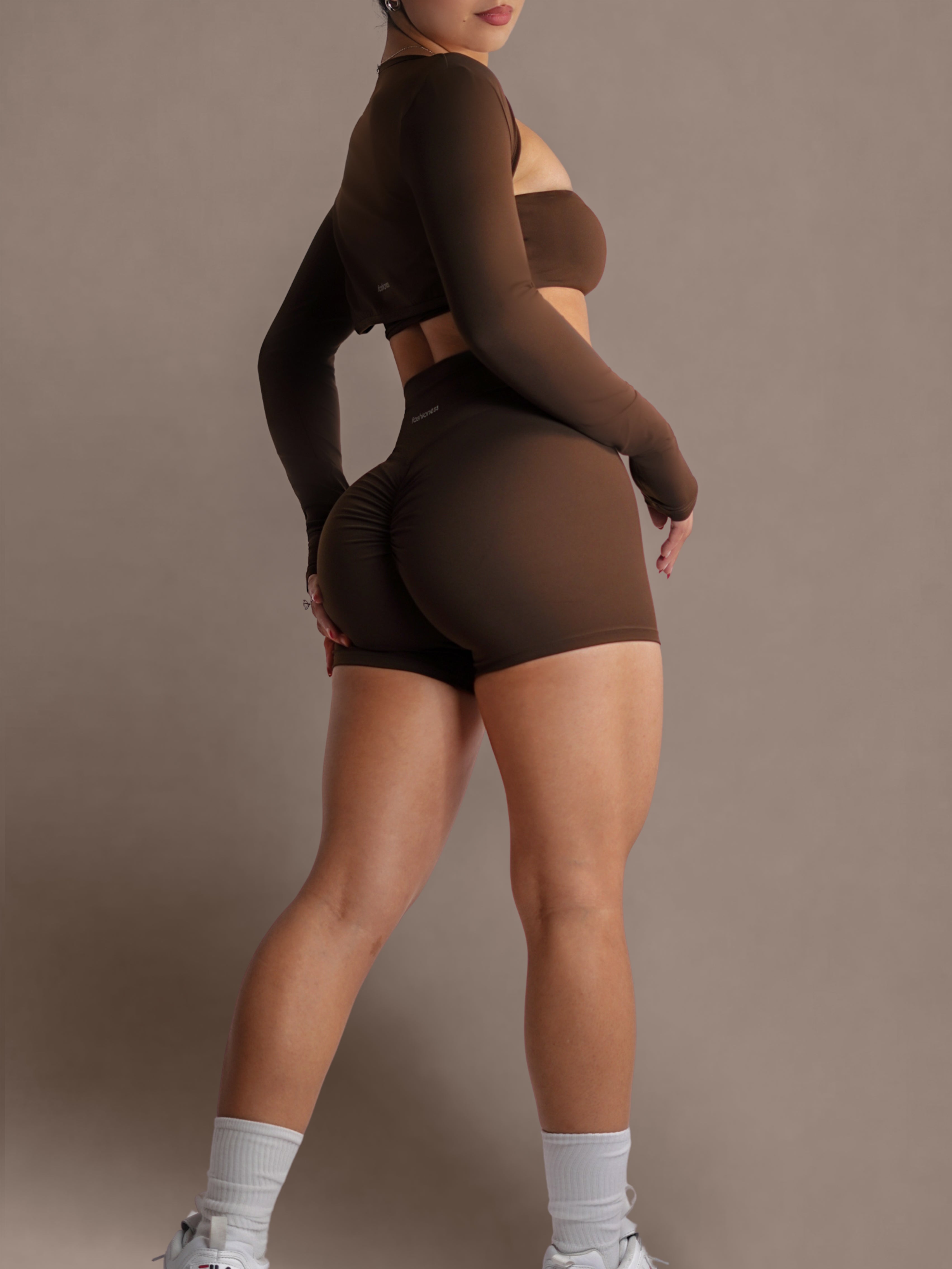 Embody High Waisted Shorts (Dark Chocolate)